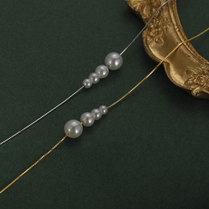 Dainty Irregular Pearl Bead Chain Necklace | XL9015 - Elegant Layering Jewelry for Women, Perfect for Weddings, Parties & Everyday Wear