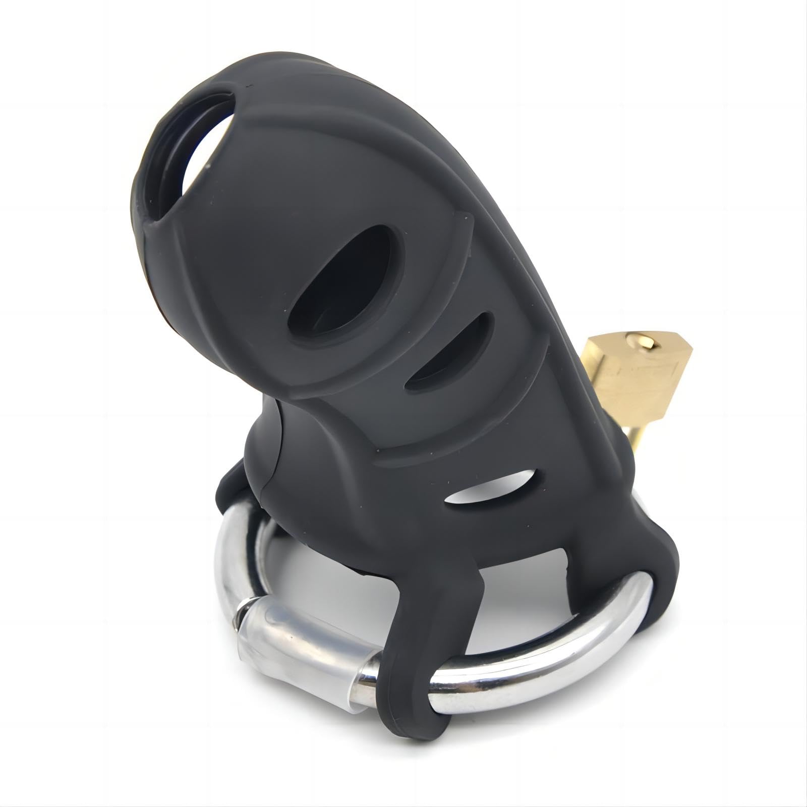 Adjustable Silicone Male Chastity Cage with Activity Ring - SM Adult Sex Toy for Penis Training & Bondage Play - Perfect for BDSM, Couples & Solo Exploration (Large, Black)