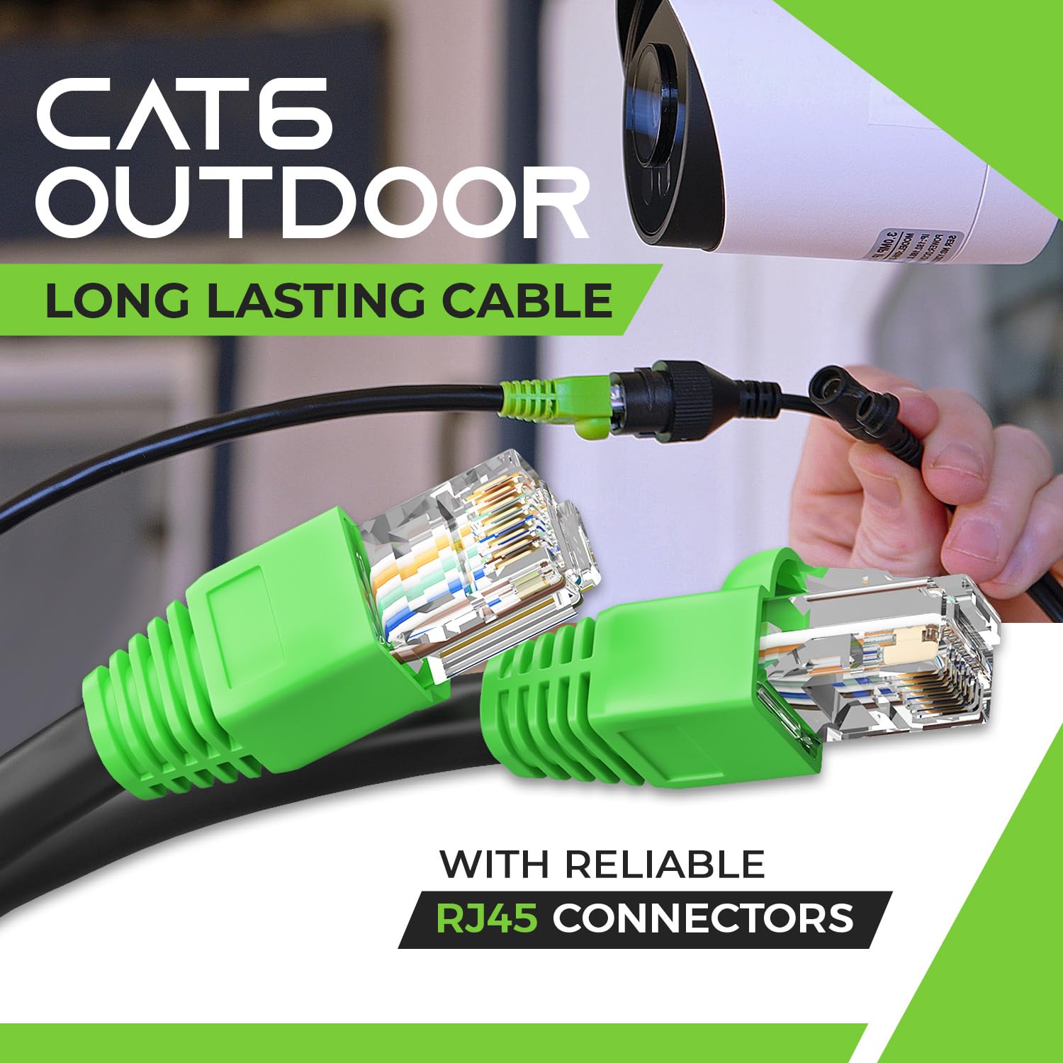 GearIT 1000ft Cat6 Ethernet Cable Bulk - Outdoor Waterproof Direct Burial UV Resistant, 10Gbps High Speed Network Cable with Gold Plated RJ45 Connectors - Perfect for Home Networking, Office Setup, and Outdoor Internet Installation