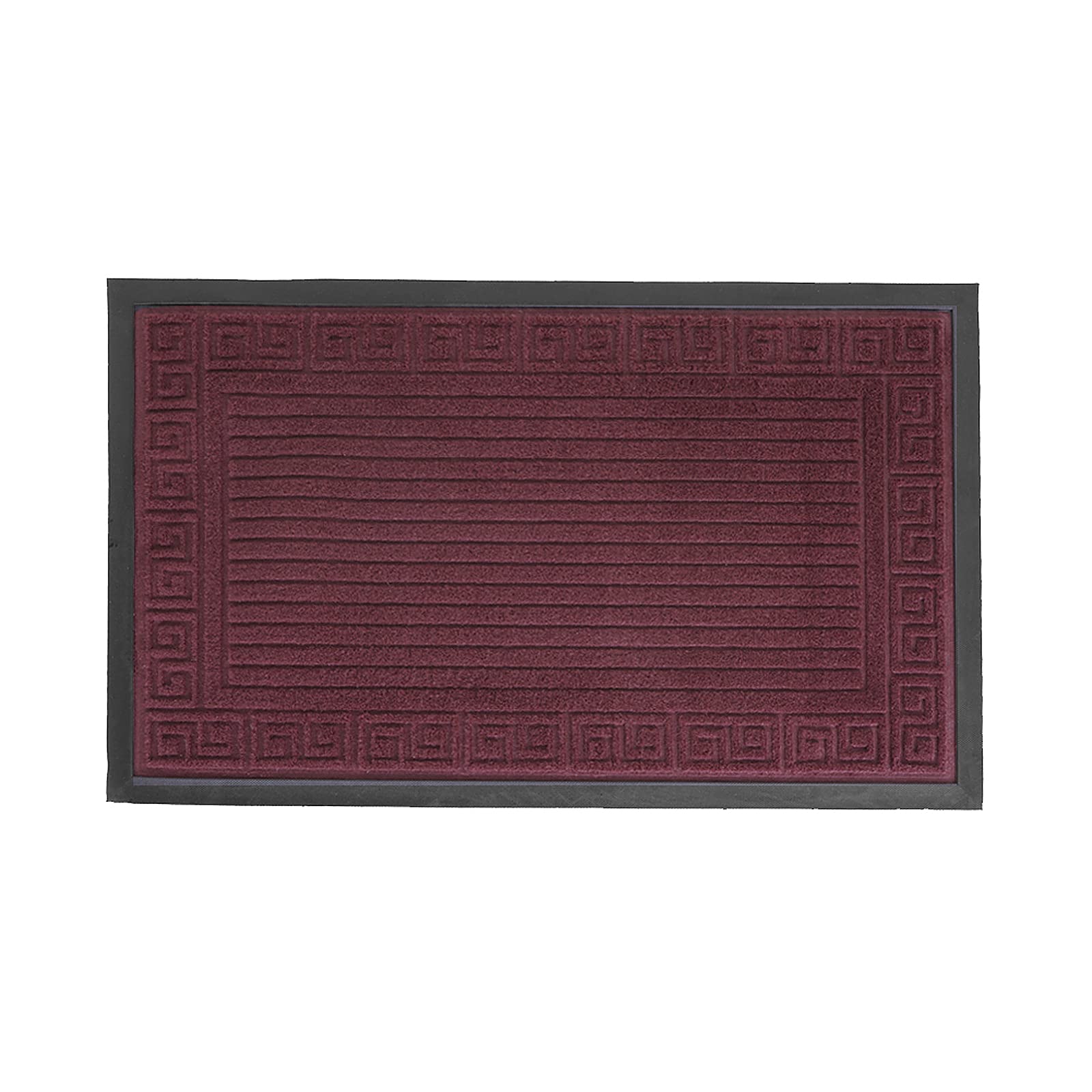 Non-Slip Striped Welcome Doormat 24x16 Inches - Durable Rubber Entrance Mat for Front Door, Outdoor/Indoor Use, Red - Perfect for Home Entryway, Office, Apartment & Mudroom (Traps Dirt & Moisture)