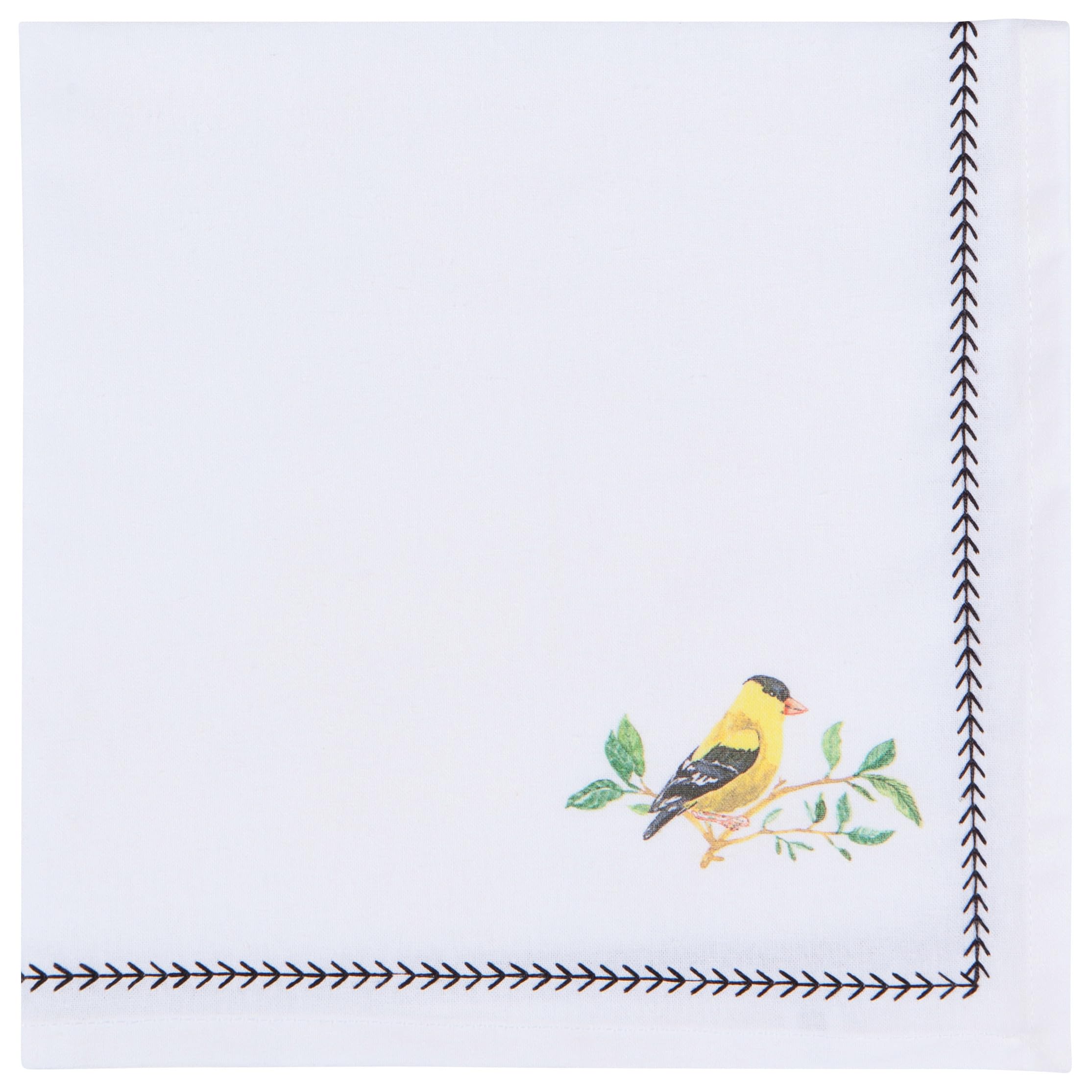 Now Designs Birdsong Cotton Napkins 18x18 Inch, Set of 4 - Soft & Absorbent Kitchen & Dining Table Linens for Everyday Meals, Parties & Home Decor