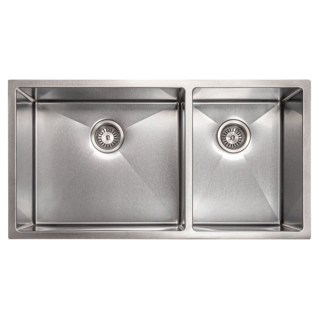 ZLINE 36-Inch Undermount Double Bowl Kitchen Sink with Bottom Grid - Stainless Steel, Multiple Color Options (SR60D 36) - Perfect for Modern Kitchens, Restaurant Prep, and Heavy-Duty Home Use
