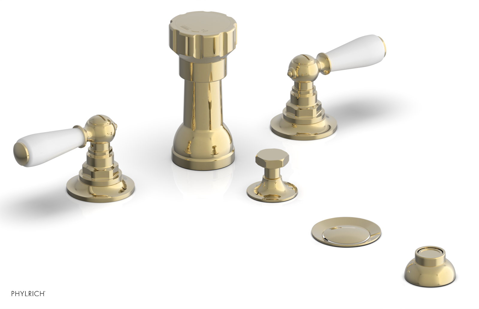 Jamestown 4-Hole Bidet Faucet Set with Lever Handles & White Accents - 165 61 - Perfect for Modern Bathroom Renovations & Luxury Home Upgrades