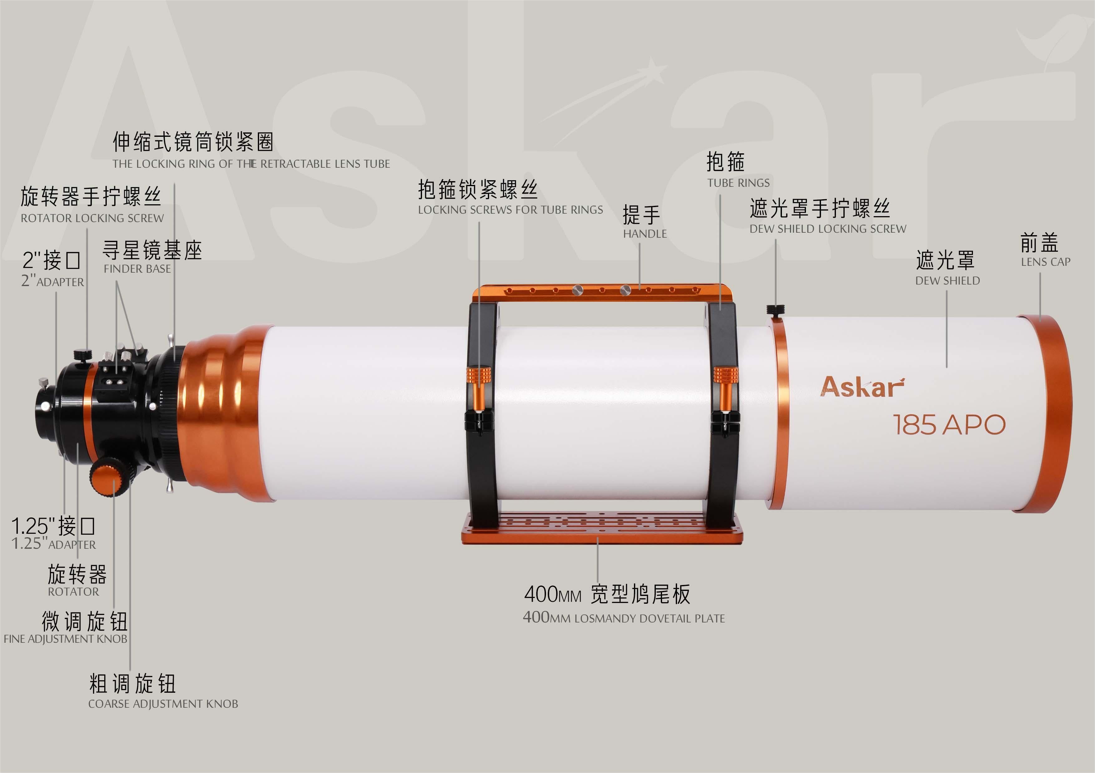 Askar 185APO f/7 Triplet Refractor Telescope - Premium Apochromatic Telescope for Astrophotography & Stargazing - Perfect for Deep Space Observation & Celestial Photography