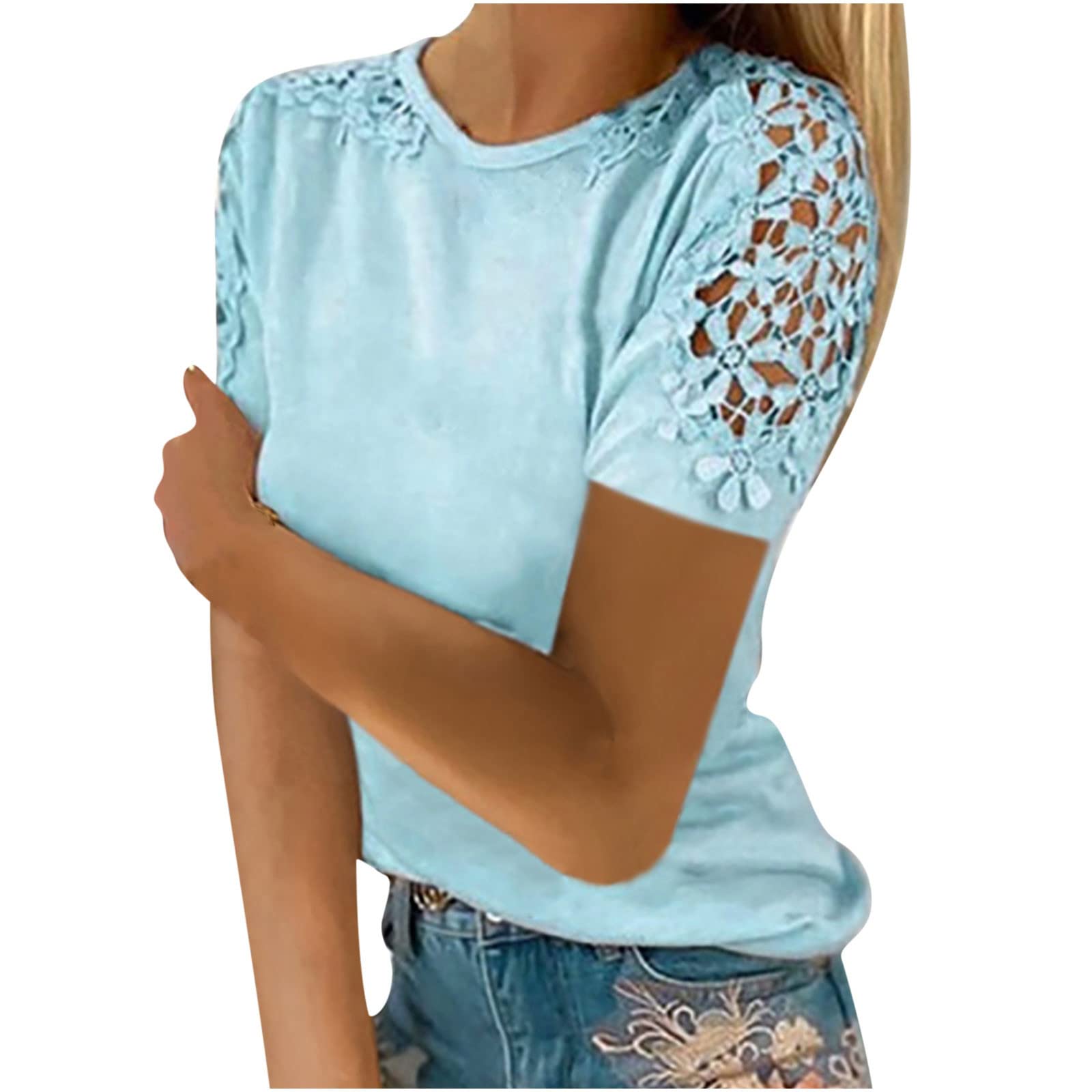 Women's Casual Blouses - Summer Short Sleeve O-Neck Basic Tee Shirts in Solid Colors | Loose Fit Comfortable Tops for Everyday Wear, Office, and Weekend Outings