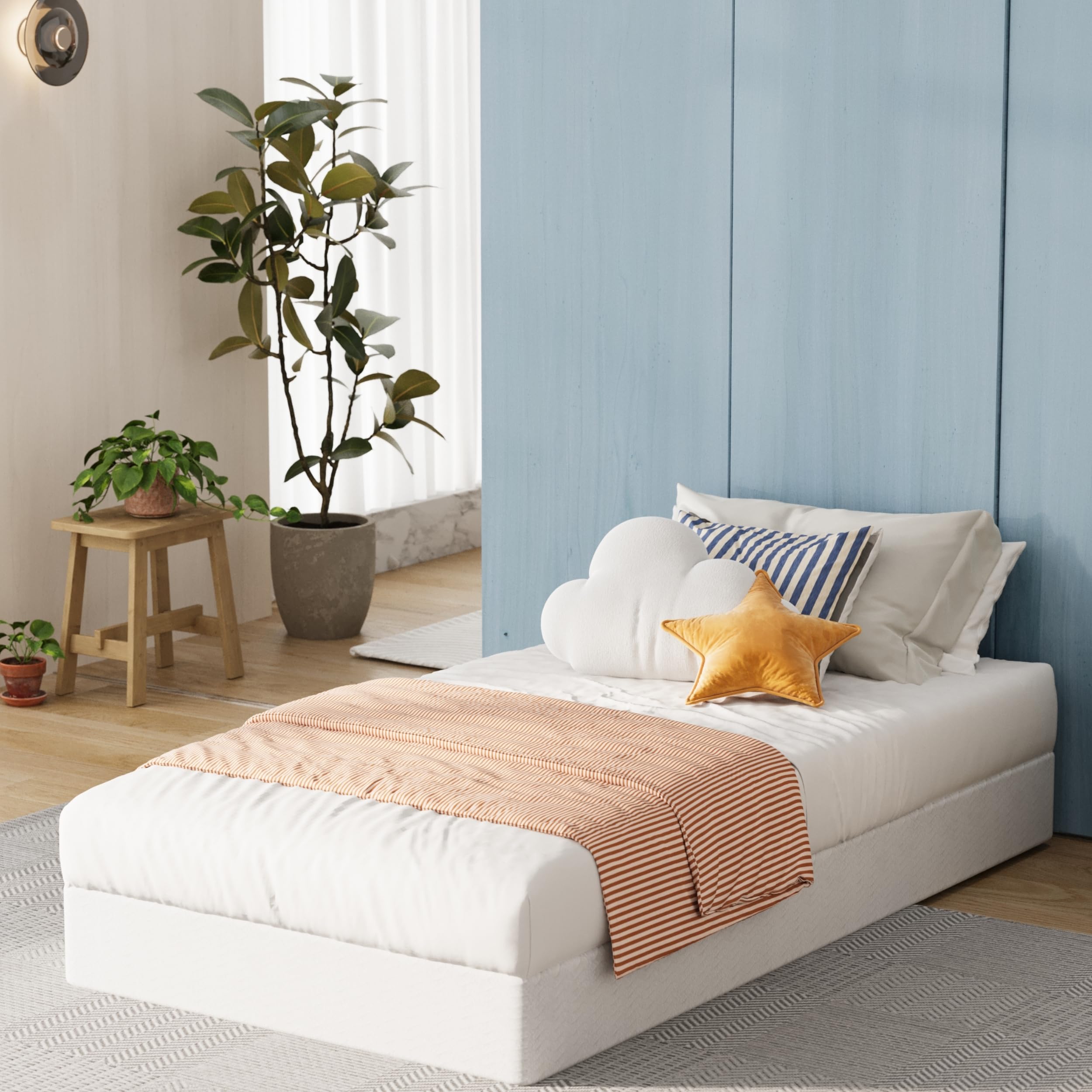 6 Inch Twin Box Spring with Cover - Heavy Duty Mattress Foundation, Easy Assembly & Noise Free - Perfect for Kids' Rooms, Guest Beds & Dormitory Use