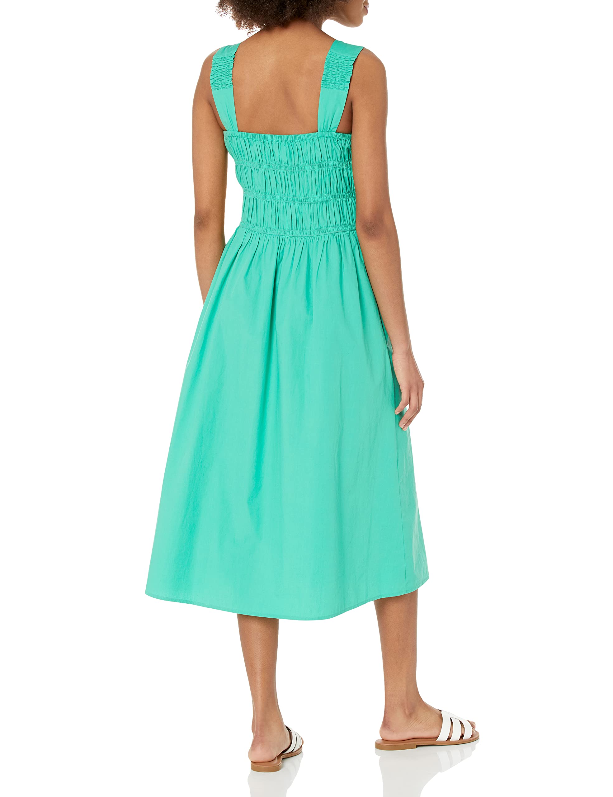 The Drop Women's Lu Wide Strap Soft Smocked Midi Dress - Flowy Summer Dress for Beach, Vacation & Casual Wear | Comfortable & Stylish Women's Fashion