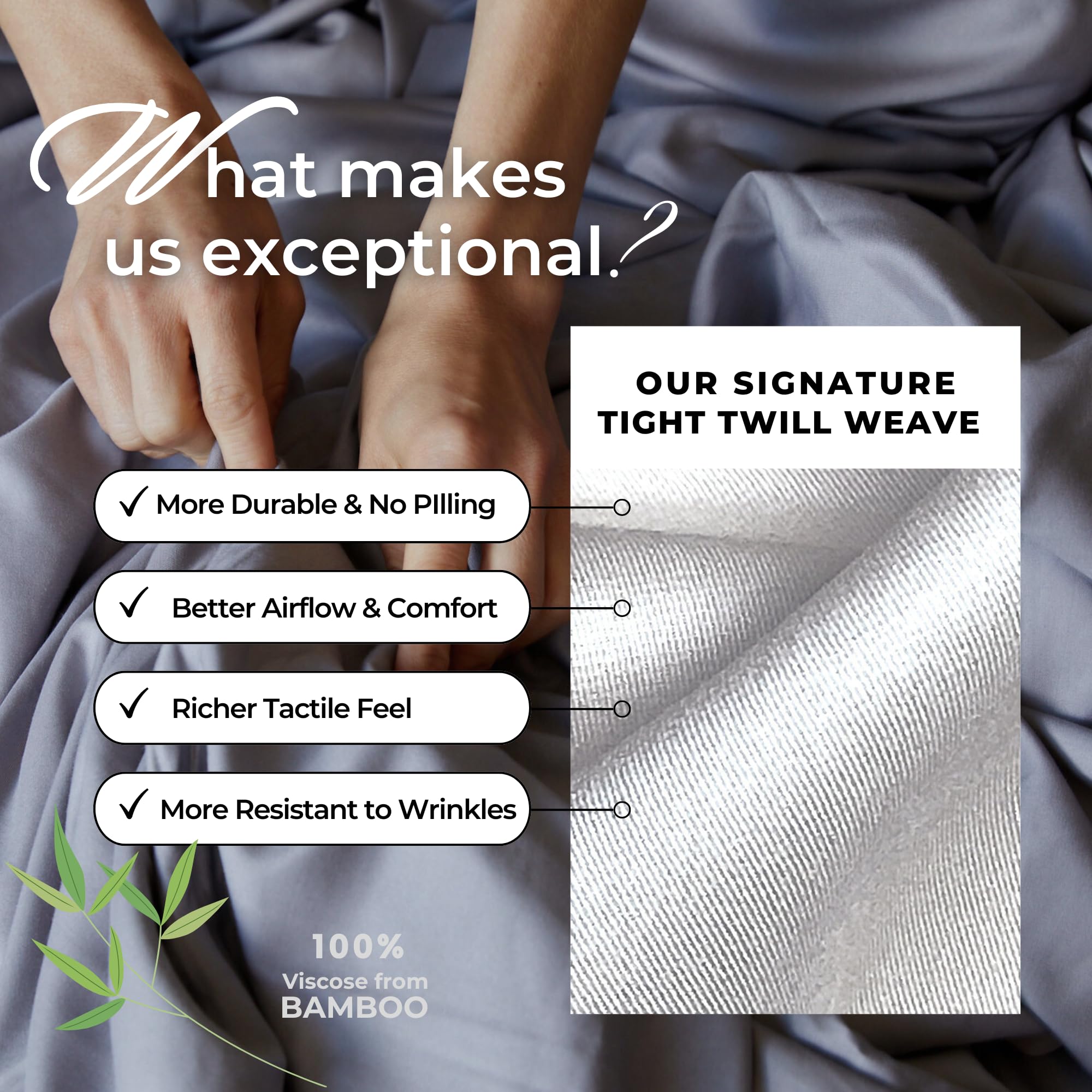 BedVoyage King Size Cooling Sheet Set - 100% Bamboo Viscose, 4-Piece Luxury Bedding with 18