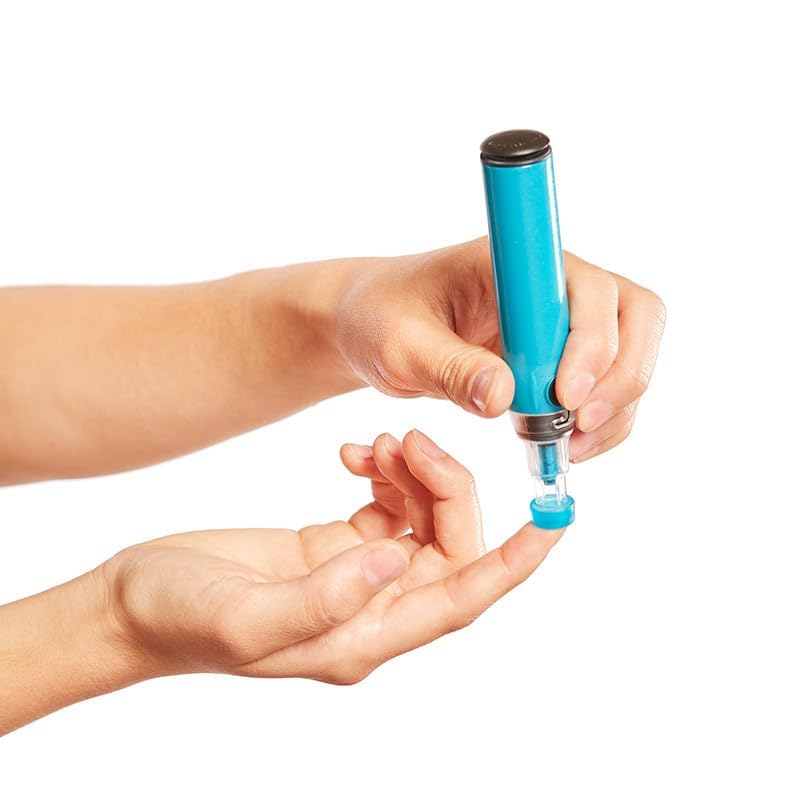 Genteel Plus Pain-Free Vacuum Lancing Device for Diabetes Testing - No Prick Blood Glucose, Ketone & DNA Home Test Kit (Butterfly Blue) - Ideal for Painless Fingerstick Testing at Home or Clinic