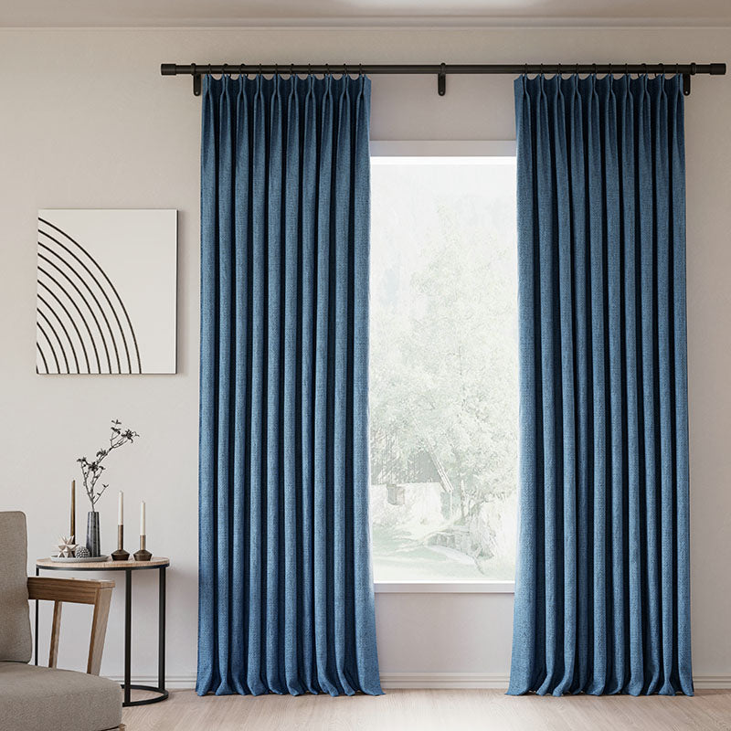 Pinch Pleated Blackout Curtains - 100% Linen Fabric, Thermal Insulated, Noise Reducing for Bedroom & Living Room - Modern Custom Drapes in Natural Beige & White - Perfect for Home Theater, Nursery & Light-Sensitive Sleepers