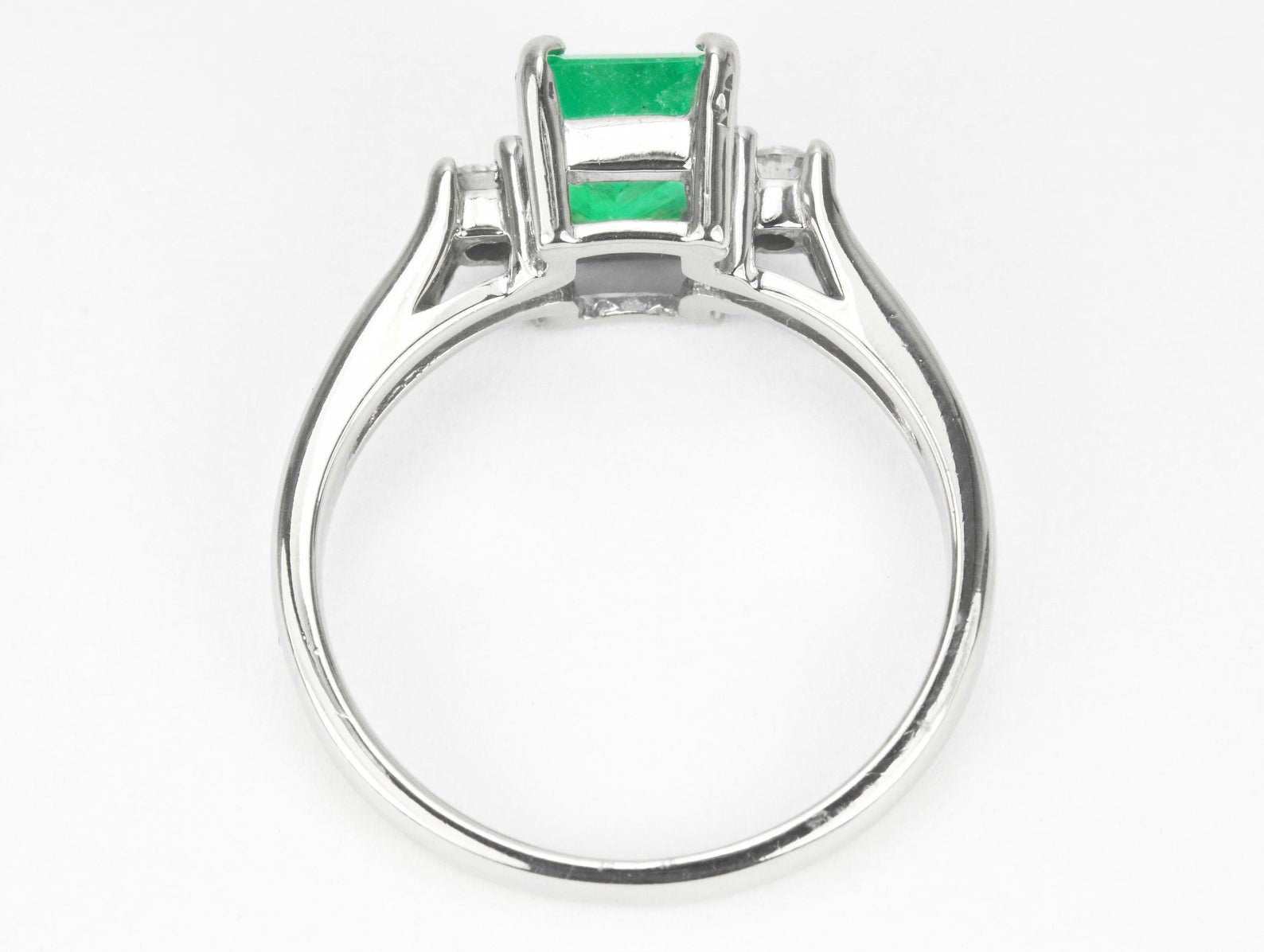 1.60tcw Emerald Cut Emerald & Diamond 3 Stone Ring in 14K Gold - Elegant Engagement, Wedding, or Anniversary Jewelry Gift for Women