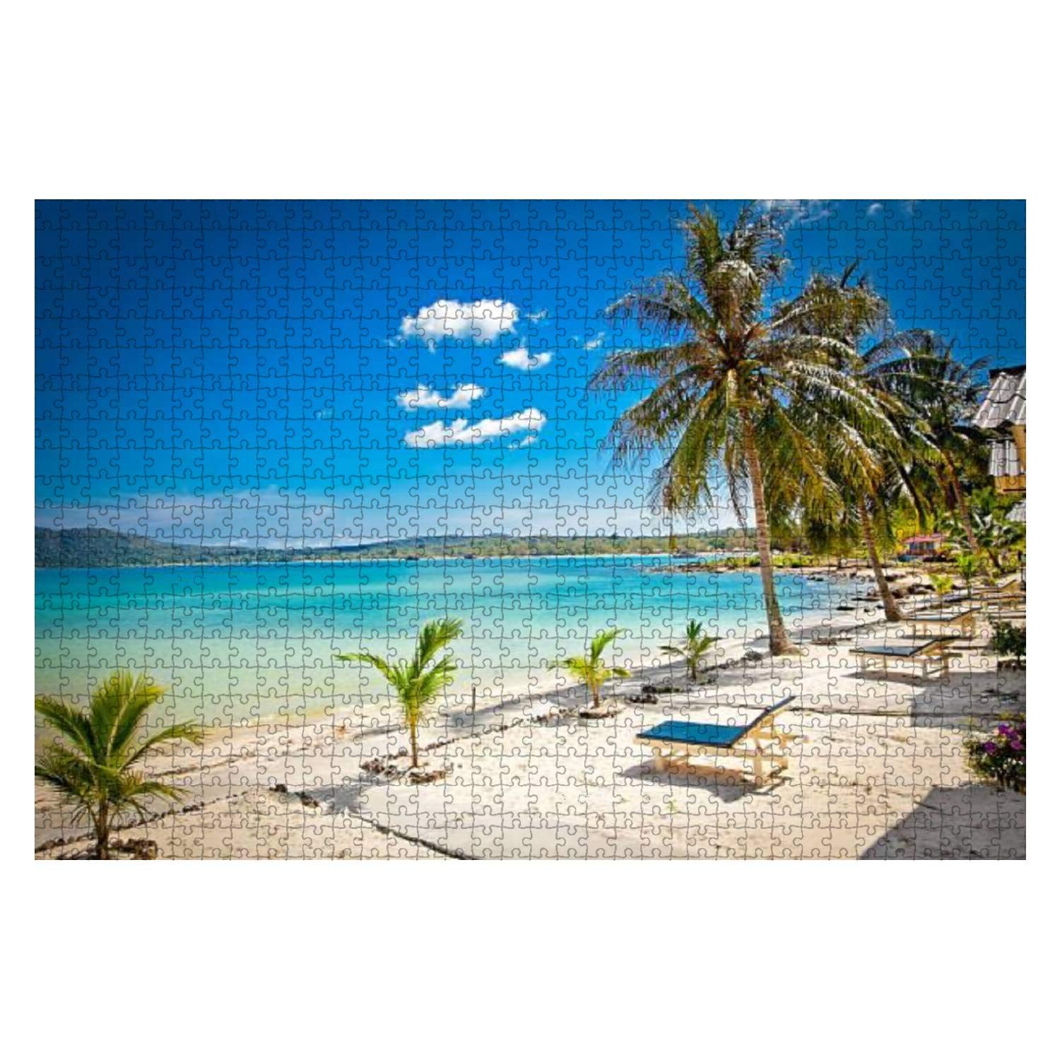 1000 Piece Wooden Jigsaw Puzzle - Beautiful Turquoise Beach on Koh Rong Samloem, Cambodia | Educational Puzzle for Kids & Adults | Stress Relief Game | Perfect for Family Game Night, Classroom Activities & Relaxation Therapy