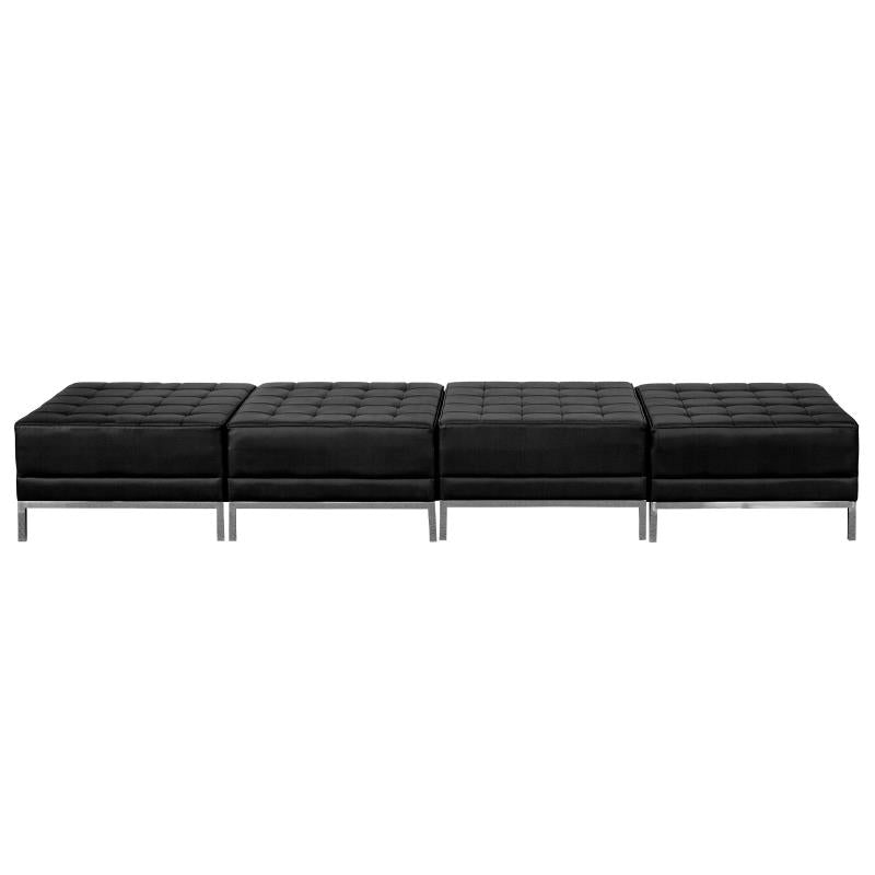 FLASH HERCULES Imagination Series Black LeatherSoft Three-Seat Bench - Stylish and Comfortable for Living Room, Bedroom, or Entryway Decor