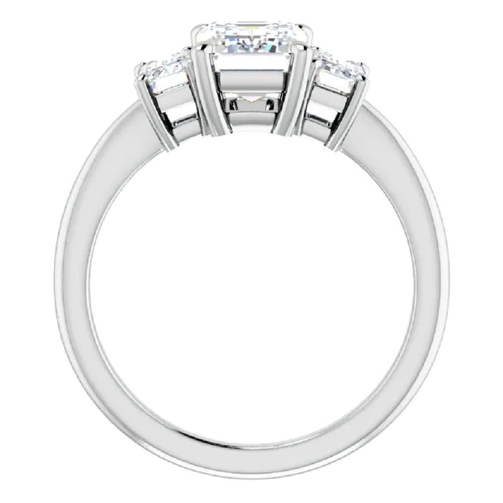 10K Solid White Gold Handmade Engagement Ring - 1.0 CT Emerald Cut Moissanite Diamond Solitaire Wedding Band for Women - Perfect for Proposals, Anniversaries & Bridal Jewelry Gifts