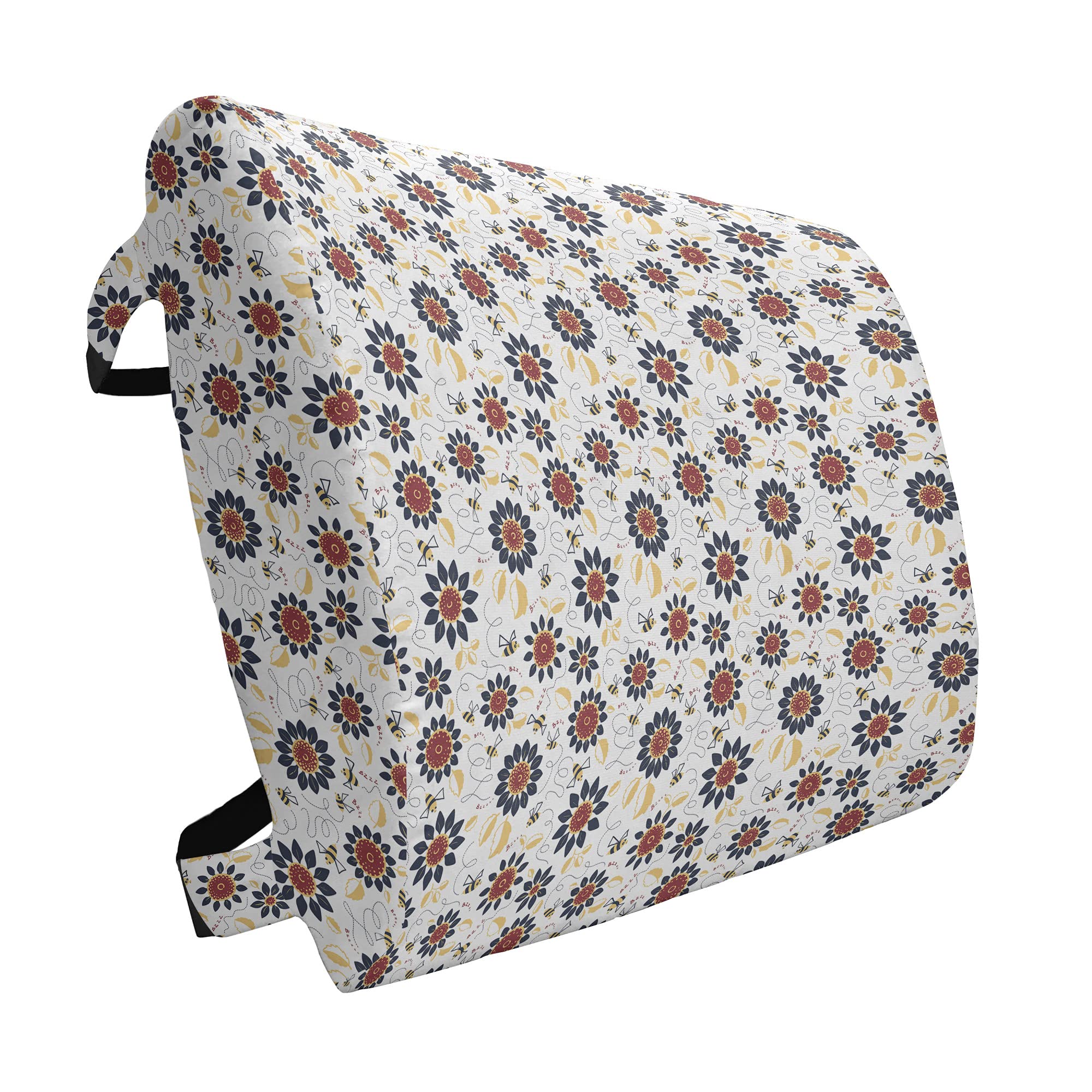 Ambesonne Bee Lumbar Support Pillow - Sunflower & Bees Design, High Density Foam for Office & Car Seats (14