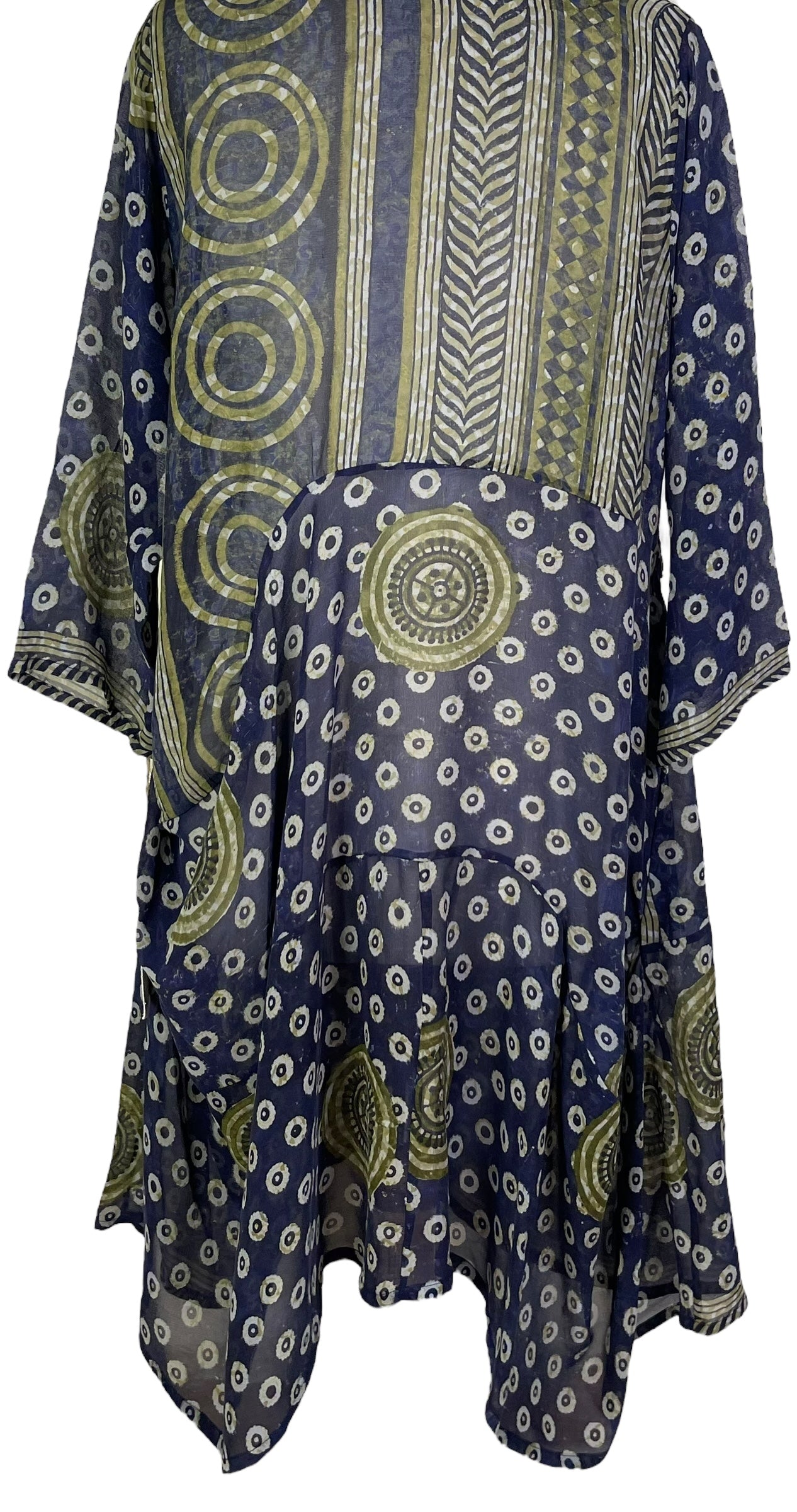 PRG7181 Wabi Sabi Pure Silk Sculptural Long Tunic Dress - Elegant Sheer Flowy Tunic for Women | Perfect for Boho Chic Outfits, Summer Weddings & Special Occasions