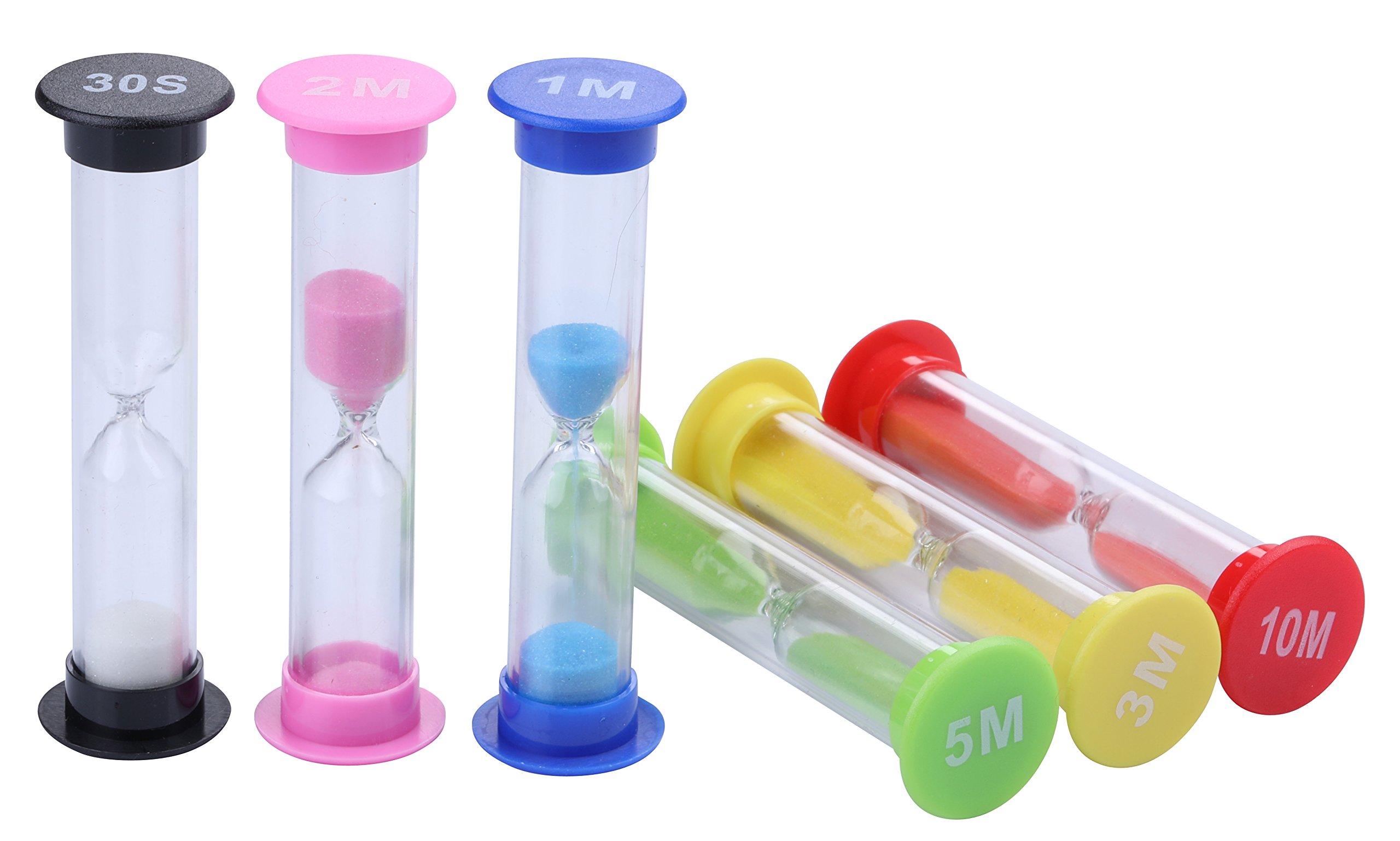 I-MART 6-Pack Plastic Sand Timer Set - 30 Sec, 1 Min, 2 Min, 3 Min, 5 Min, 10 Min Hourglass for Classroom, Games, Cooking & Productivity Time Management