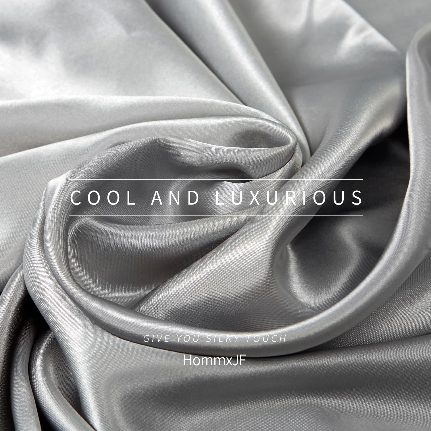 Luxury Light Gray Satin Sheets Full Size 4-Piece Bedding Set - 1 Flat Sheet, 1 Deep Pocket Fitted Sheet & 2 Pillowcases - Soft Silky Satin Fabric for Ultimate Comfort - Perfect for Master Bedroom, Guest Room or Dormitory