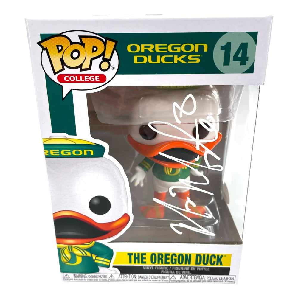 Marcus Mariota Autographed Funko Pop #14 Oregon Ducks - JSA Certified Signed Mascot Heisman Trophy Winner - Perfect for NFL Collectors & Oregon Ducks Fans Display