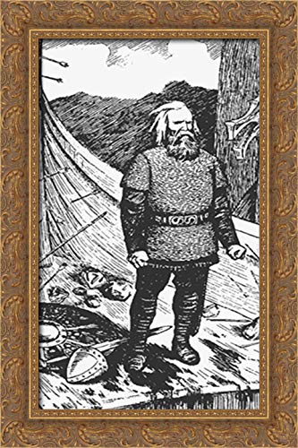 Theodor Severin Kittelsen - Erling Skjalgsson 16x24 Gold Ornate Wood Framed Canvas Art Print | Norse Mythology Wall Decor | Perfect for Living Room, Bedroom & Office