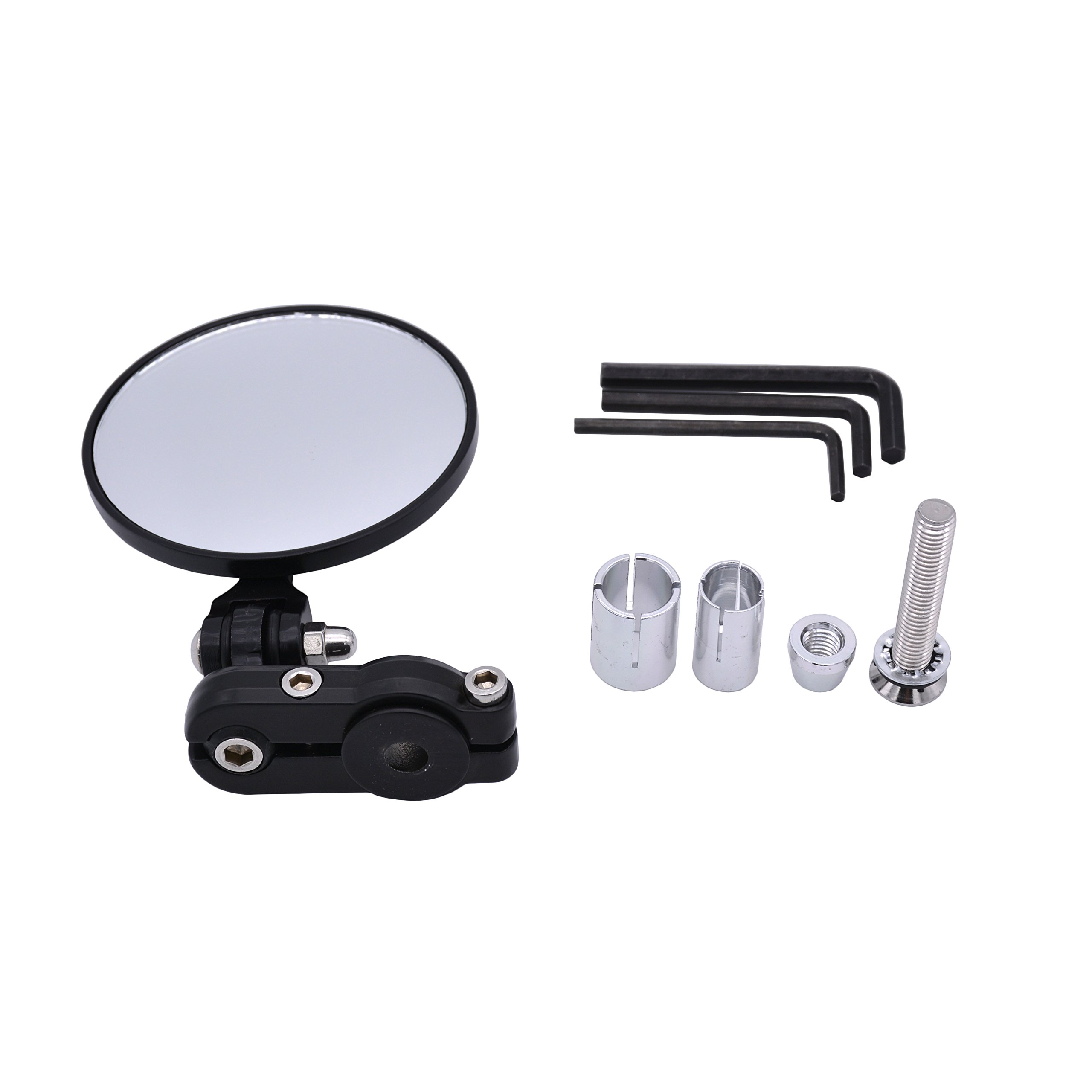 2PCS Foldable Aluminum Motorcycle Rear View Mirrors - Durable Glass Spherical Mirrors for Harley, Honda, Yamaha - Perfect for Cruisers, Touring Bikes & Off-Road Adventures