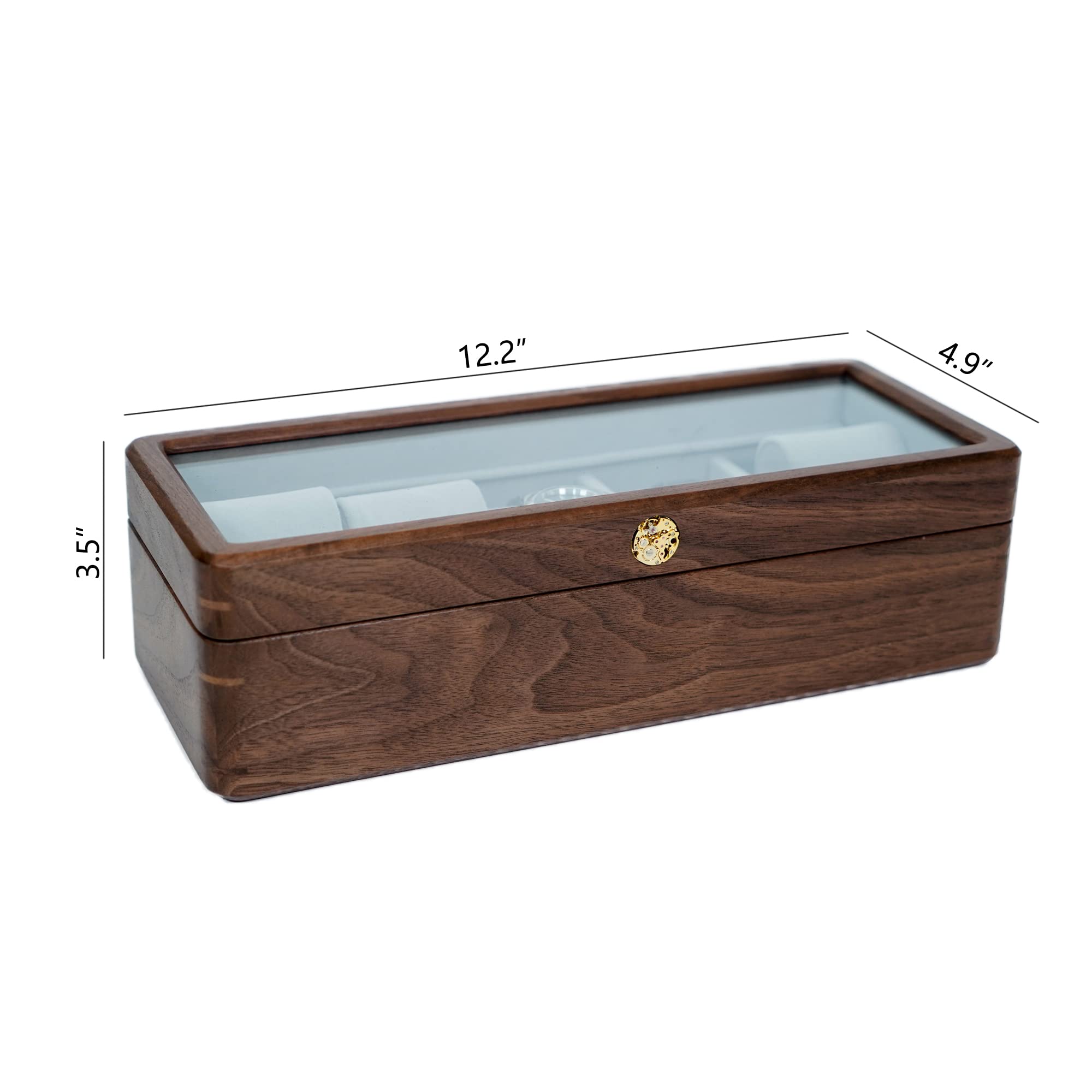 DESAINOPH® Luxury Wooden Watch Box Organizer - Walnut Solid Wood Watch Storage Case with Glass Lid - Perfect for Men's Watch Collection Display & Gift Giving - Ideal for Dresser, Closet, or Travel Watch Organization