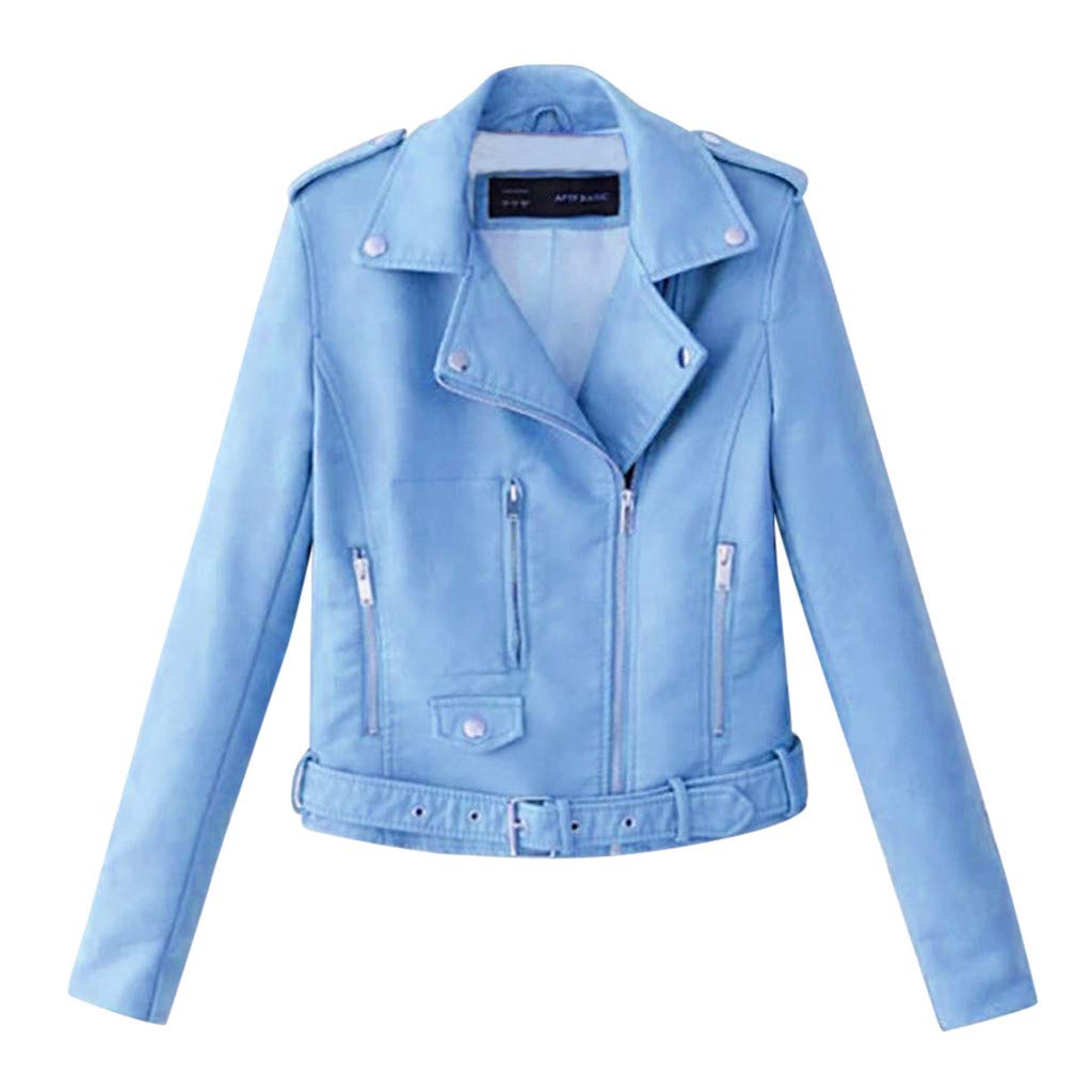 Women's Lightweight Leather Motorcycle Jacket - Casual Lapel Collar for Riding & Streetwear