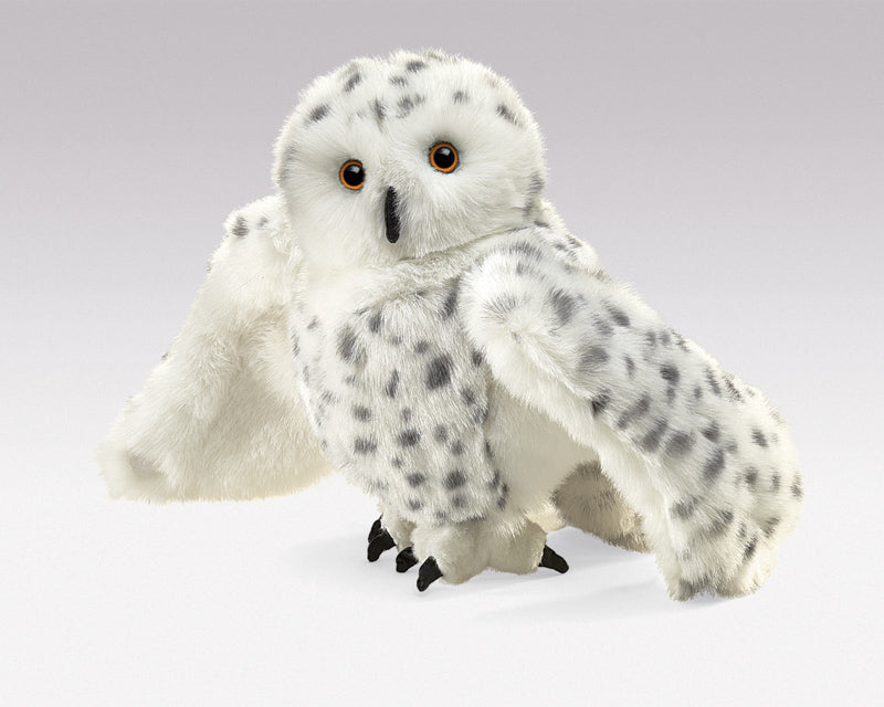 Folkmanis Snowy Owl Hand Puppet with Rotating Head - Interactive Stuffed Animal Toy for Storytelling, Education & Playtime Fun