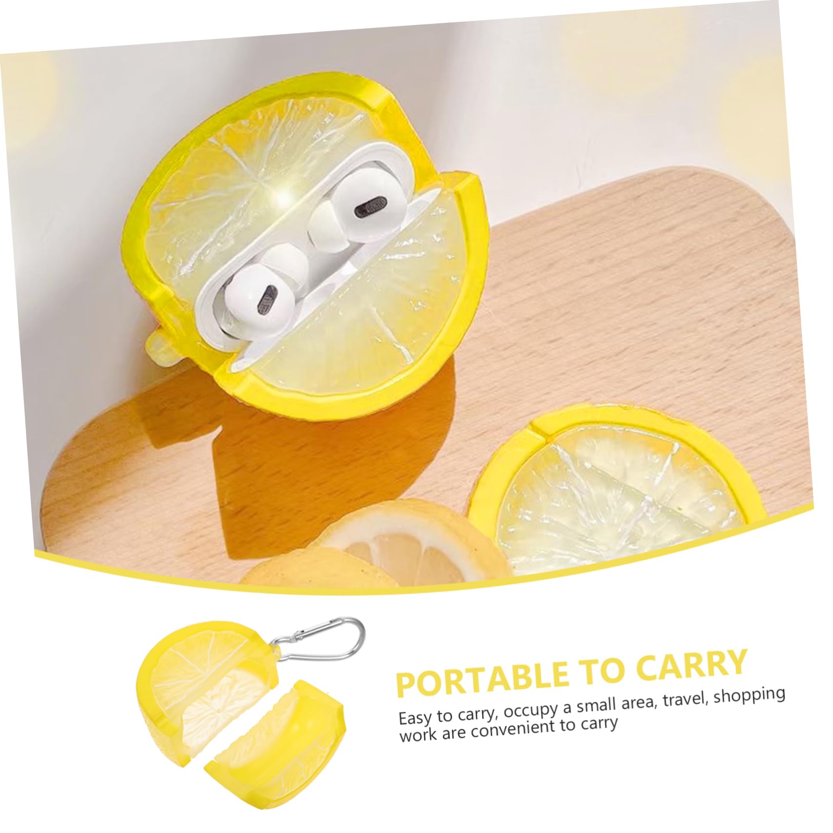 Hemobllo 4-Pack Lemon-Shaped Silicone Earphone Case - Protective Cover for Wireless Earbuds & Earplugs - Cute Accessory for AirPods, Galaxy Buds | Perfect for Travel, Gym & Daily Use