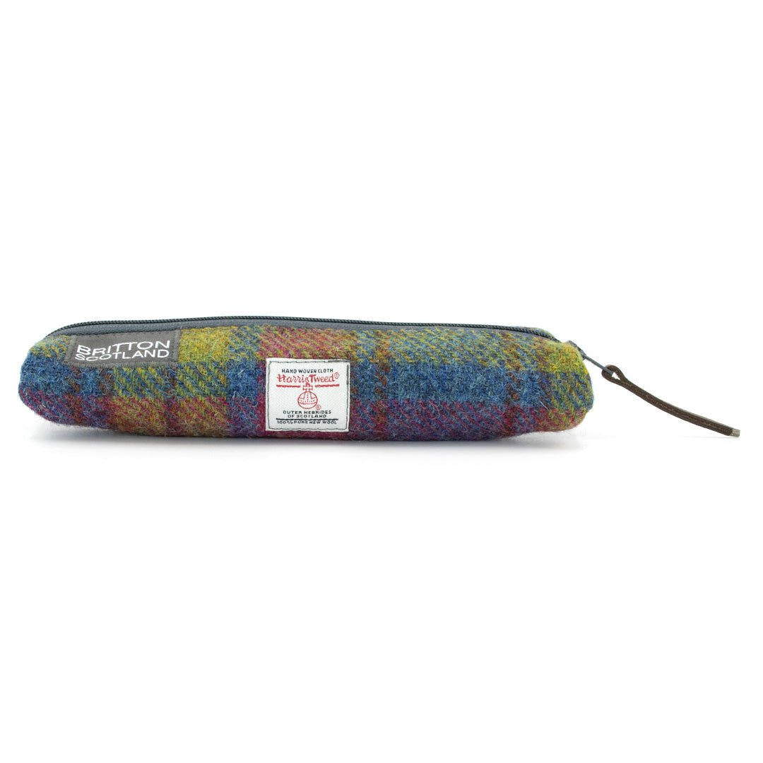 Handmade Harris Tweed Slim Pencil Case - Britton Scotland | Premium School & Office Stationery Organizer for Students & Professionals
