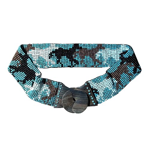 Handcrafted Tribal Seed Belt with Wooden Buckle & Matching Beaded Bracelet Set - Boho Women's Jewelry Gift for Birthday, Anniversary | Perfect for Festivals, Weddings & Boho Fashion