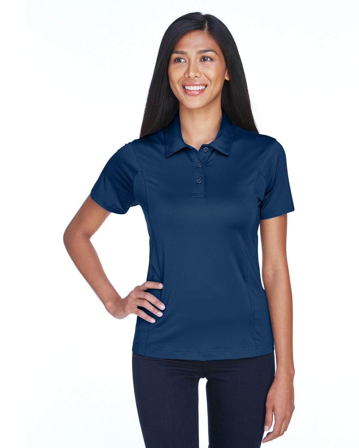 TEAM 365 Women's Performance Polo Shirt - Moisture Wicking, Breathable, Quick Dry - Sport Dark Navy, XS - Perfect for Golf, Tennis & Activewear