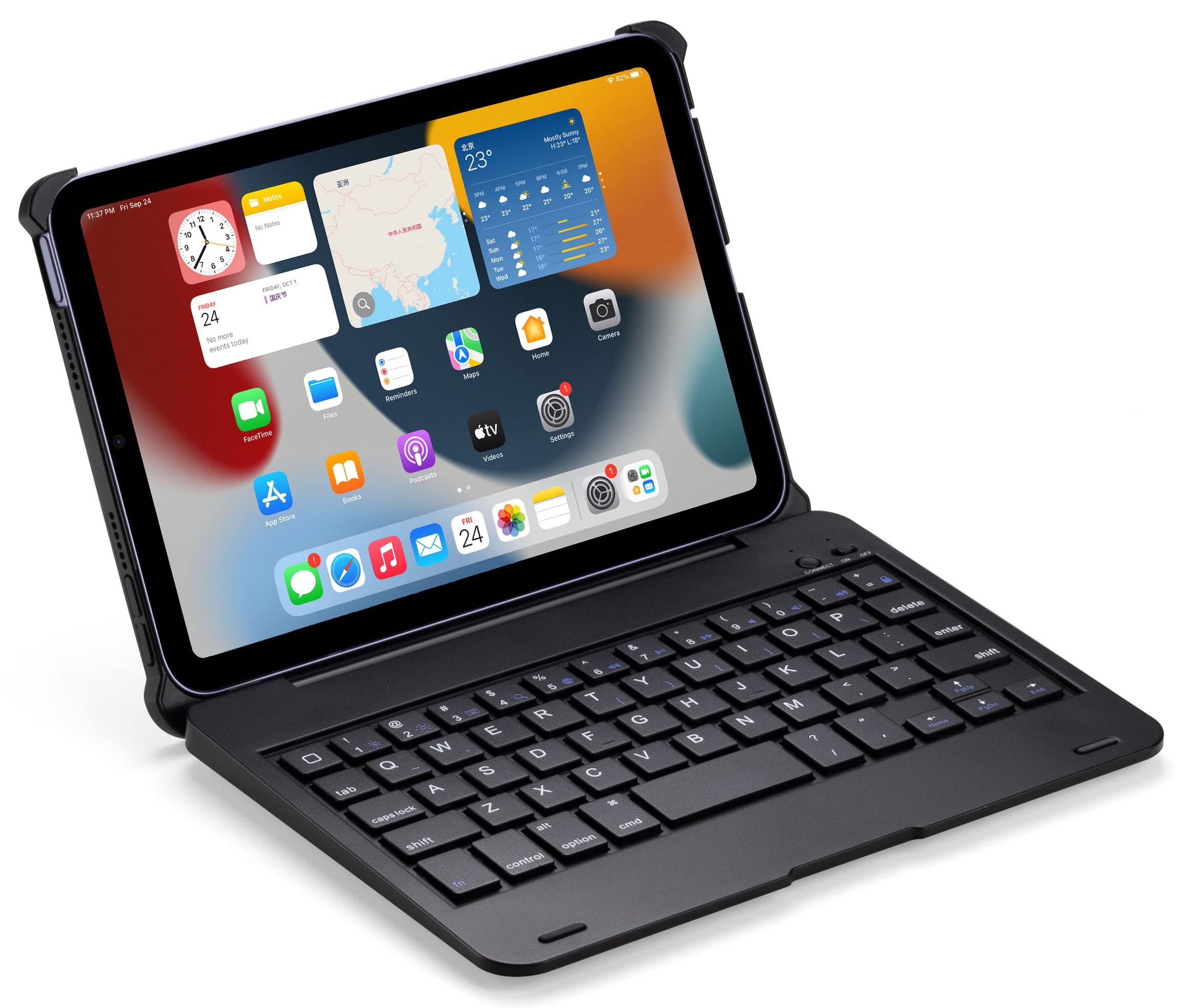 iPad Mini 6 Keyboard Case - Wireless Protective Cover with Auto Sleep/Wake (Black) for Work & Travel