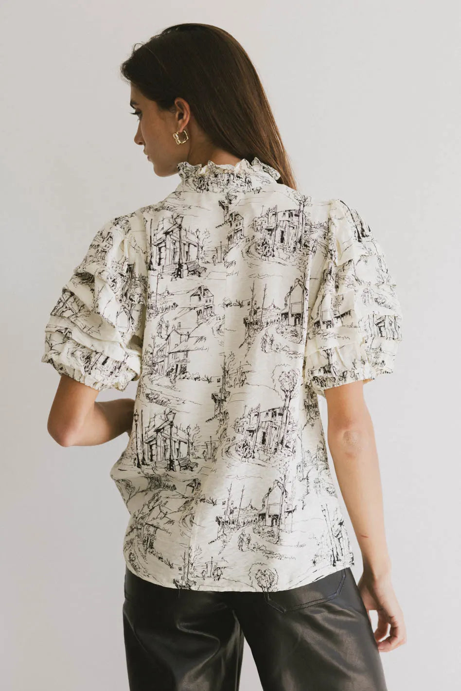 Little Town Blouse - Women's Casual Short Sleeve Tops for Everyday Wear | Perfect for Office, Dating & Weekend Outfits | FINAL SALE