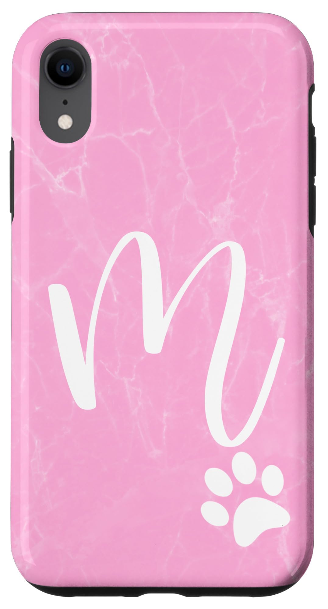 iPhone XR Dog Mom Phone Case - Personalized Letter M & Pink Paw Print Design | Perfect Gift for Dog Lovers & Pet Owners