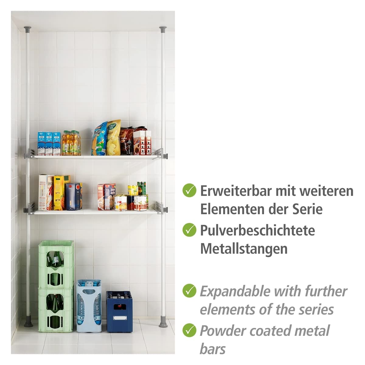 WENKO Hercules Heavy Duty Laundry Room Storage Shelf - No Drill Kitchen Organizer Rack - Space Saving Over Toilet Storage Unit (16.5