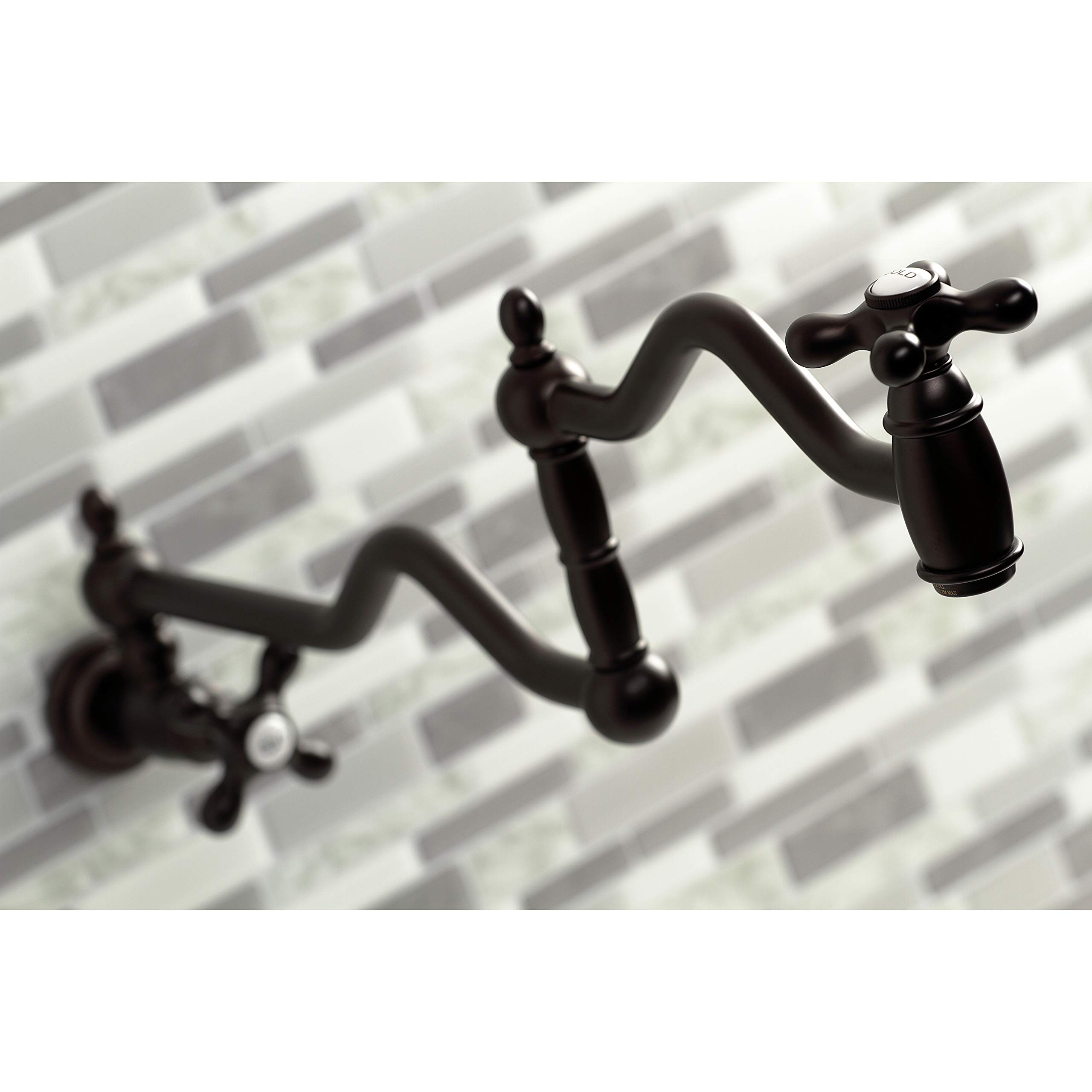Kingston Brass KS2105AX Heritage Pot Filler in Oil Rubbed Bronze - Wall Mounted Kitchen Faucet for Easy Cooking & Filling Large Pots