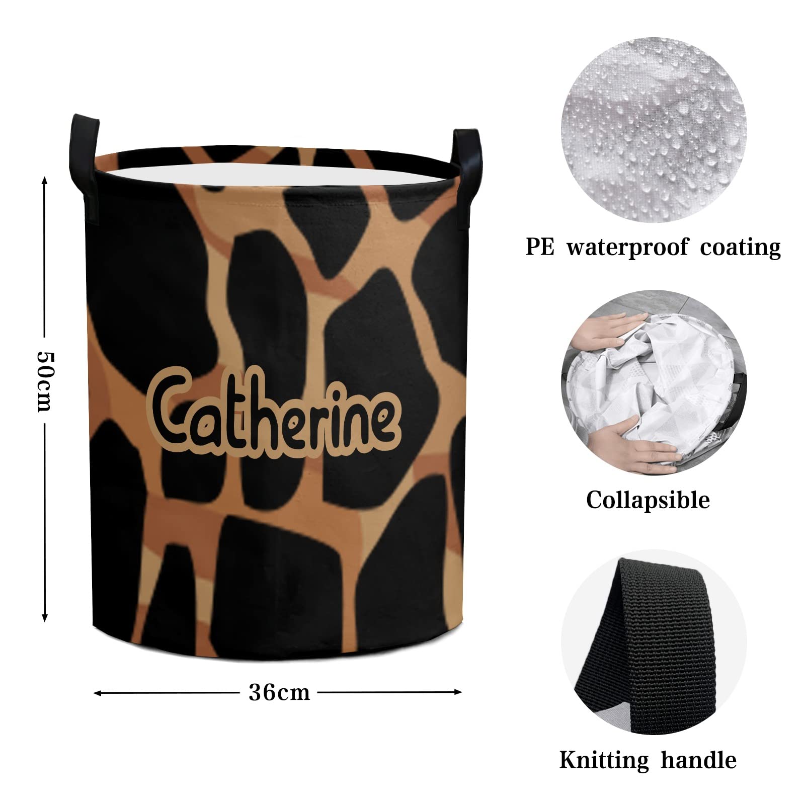 Custom Personalized Animal Laundry Basket with Name - Toy Storage Organizer & Dirty Clothes Hamper with Handle for Bathroom, Living Room, Nursery (Style 12) - Perfect for Kids' Room Decor & Home Organization