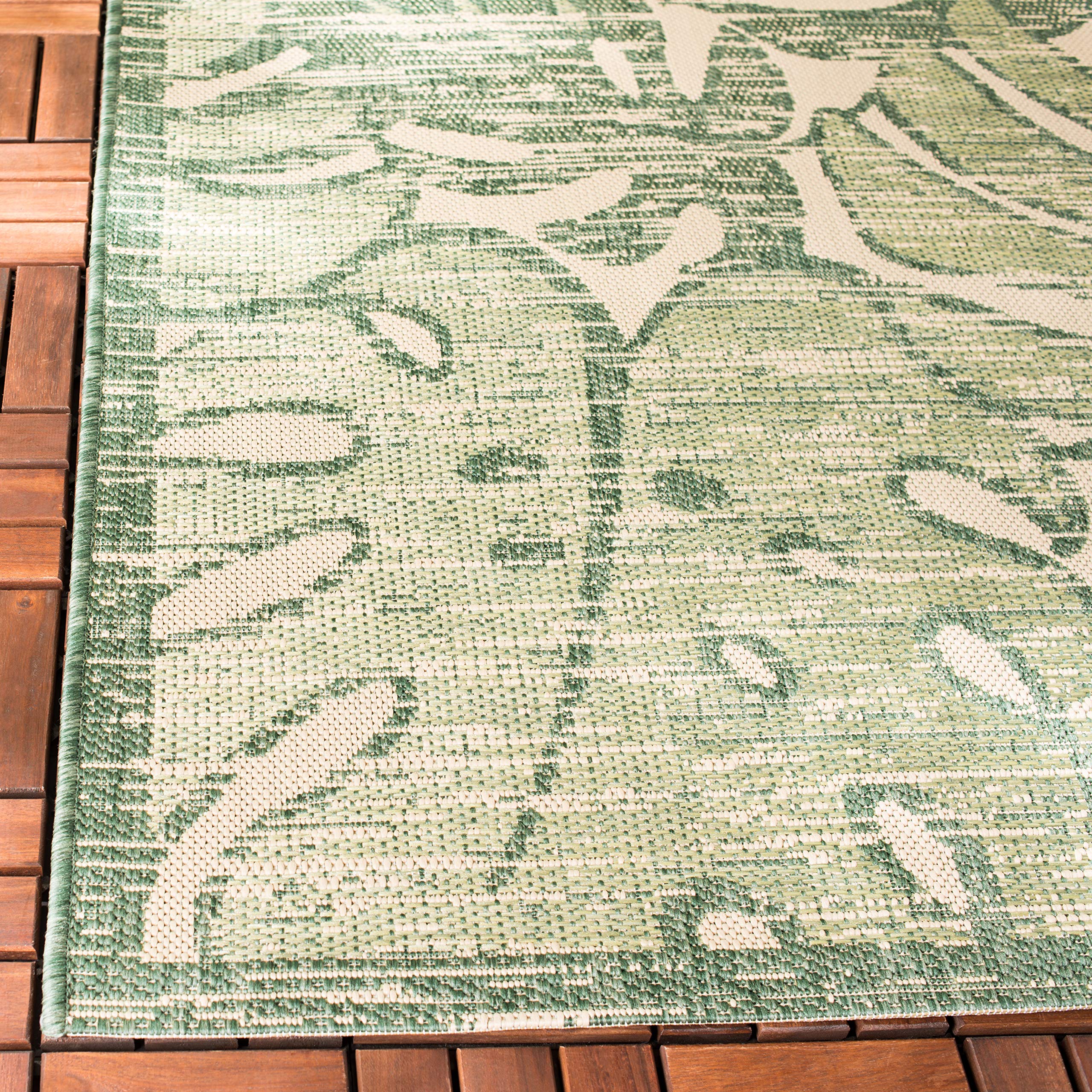 SAFAVIEH Courtyard Collection 8' x 10' Beige & Green Indoor Outdoor Waterproof Area Rug - Easy to Clean, Perfect for Patio, Backyard, Mudroom, Deck & Sunroom Decor