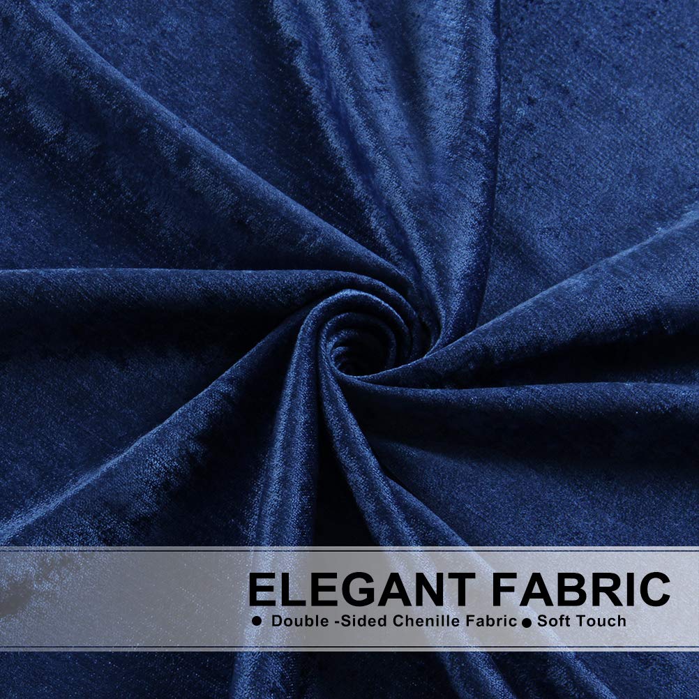 ELKCA Double-Sided Chenille Window Curtains - Royal Blue Blackout Curtains for Living Room & Bedroom - 52