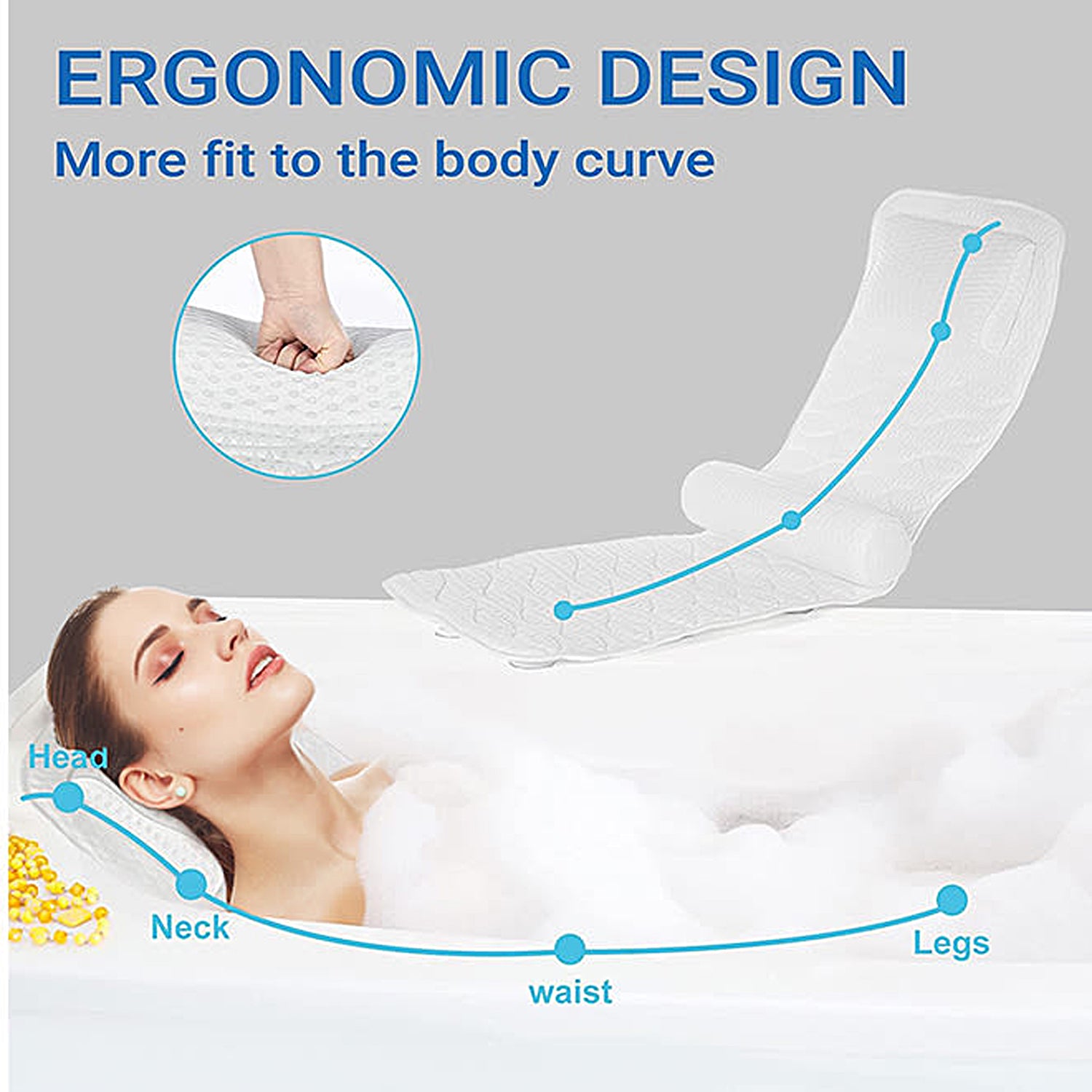 Doctor Pillow Bathtub Pillow - Ultra Comfortable Spa Bath Headrest for Relaxation, Neck Support, and Luxury Bath Time | Perfect for Bubble Baths, Jacuzzis, and Home Spa Days