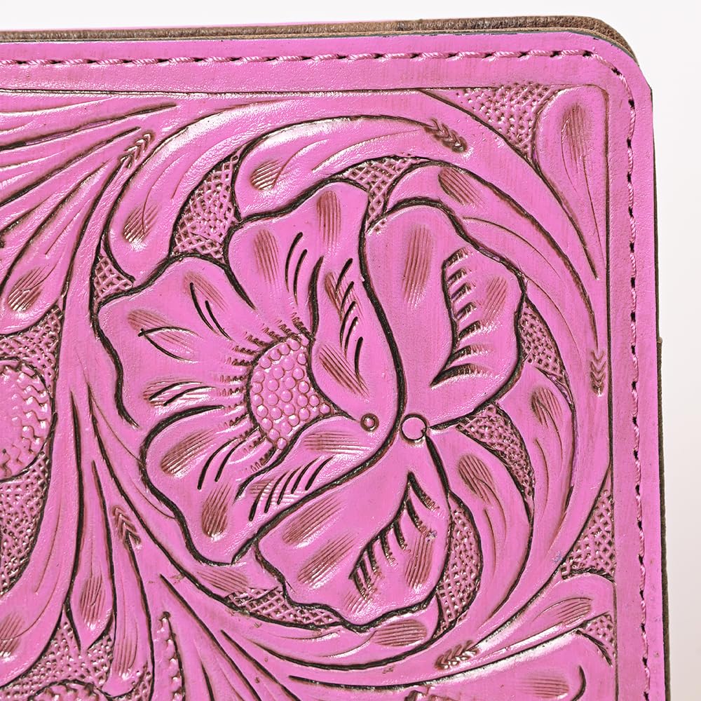 American Darling Hand-Tooled Genuine Leather Western Women's Portfolio Bag in Pink - Stylish Leather Sketchbook Holder for Students, Artists & Professionals | Perfect for School, Office & Art Classes