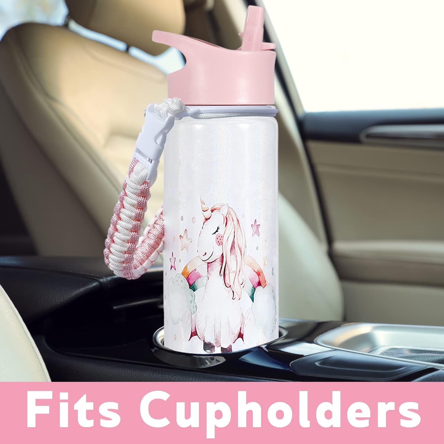 18oz Unicorn Stainless Steel Water Bottle - Leak Proof, 36-Hour Cold Retention, Dishwasher Safe, Wide Mouth with Straw & Removable Handle - Double Wall Vacuum Insulated for School, Gym, Hiking & Outdoor Activities