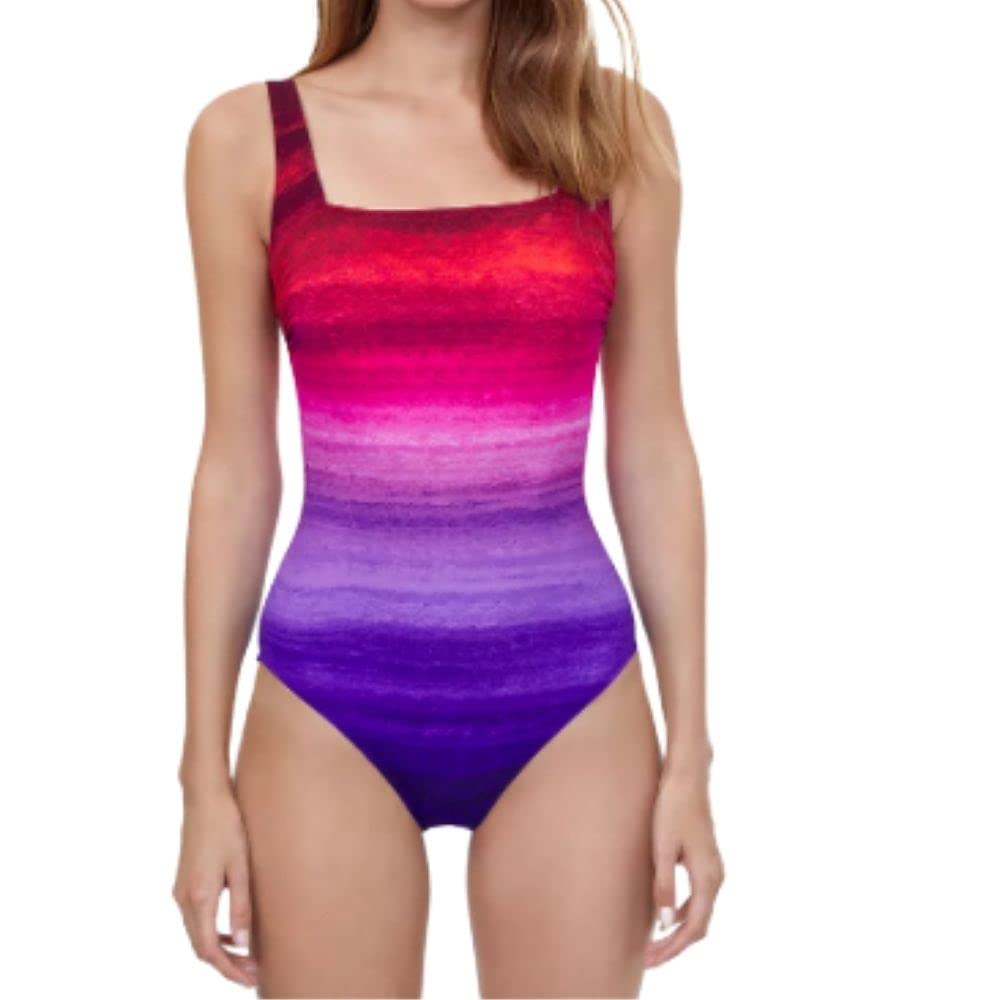 Gottex Women's Square Neck One Piece Swimsuit - Sexy Tummy Control Bathing Suit for Women, High Waisted Swimwear for Beach & Pool Vacations