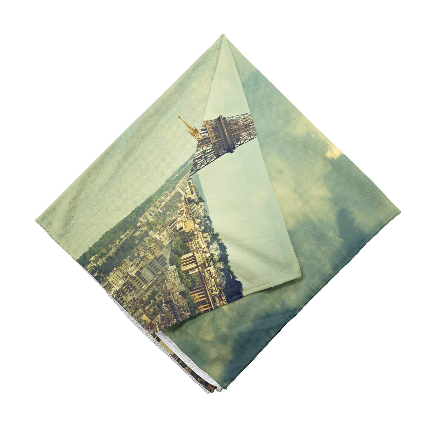 Ambesonne Eiffel Tower Bandana - Parisian Skyline Print Unisex Head Scarf & Neck Gaiter for Travel, Fashion & Outdoor Activities