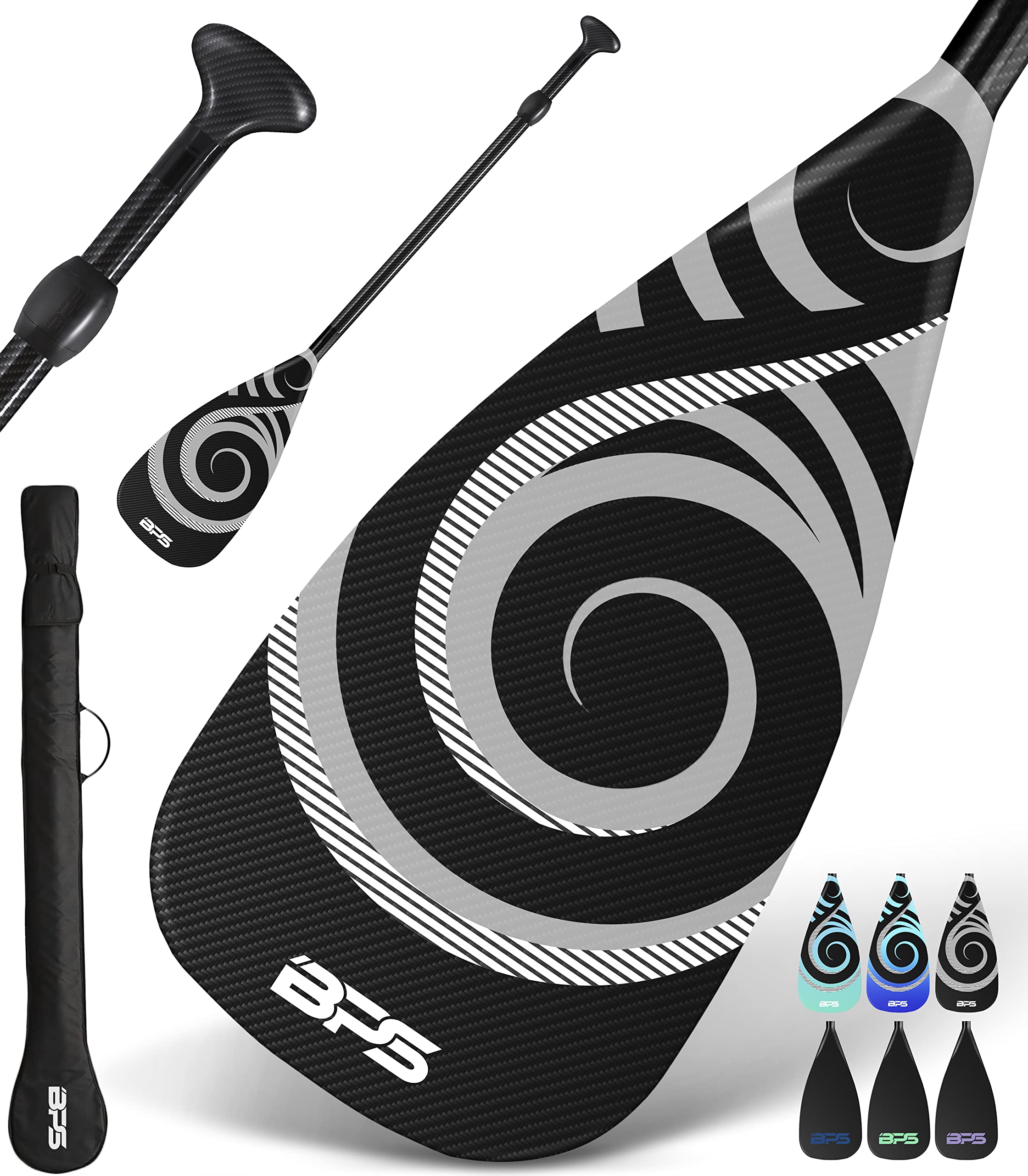 BPS New Zealand 2-Piece Carbon Fiber SUP Paddle - Adjustable Stand Up Paddle Board Oar for Kayaking & Surfing | Lightweight Floating Paddle for Men & Women | Perfect for Ocean, Lake & River Paddleboarding Adventures