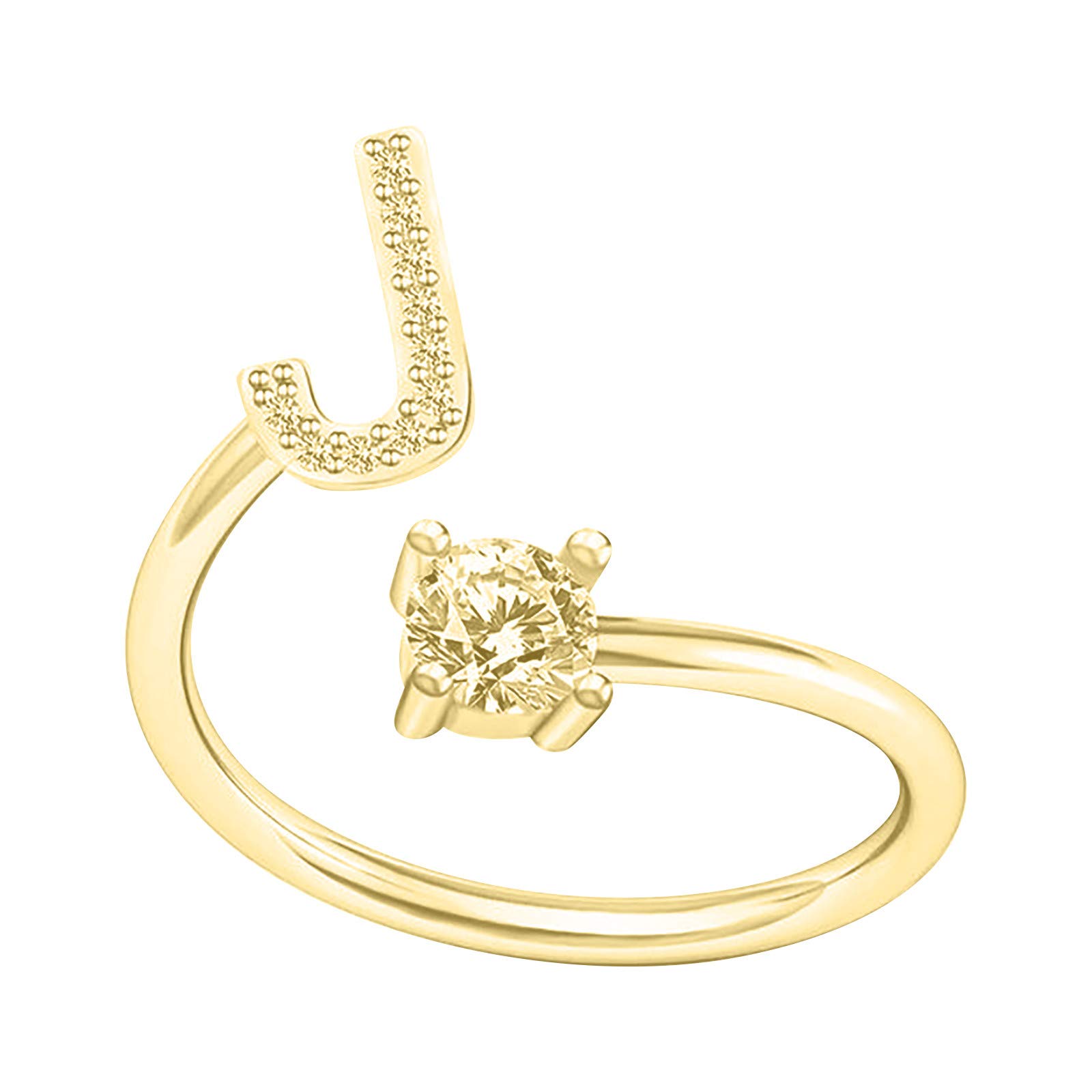 A to Z Alphabet Initial Ring - Adjustable Stackable Silver & Gold Letter Ring for Women - Perfect for Couples, Friendship Gifts, and Personalized Jewelry