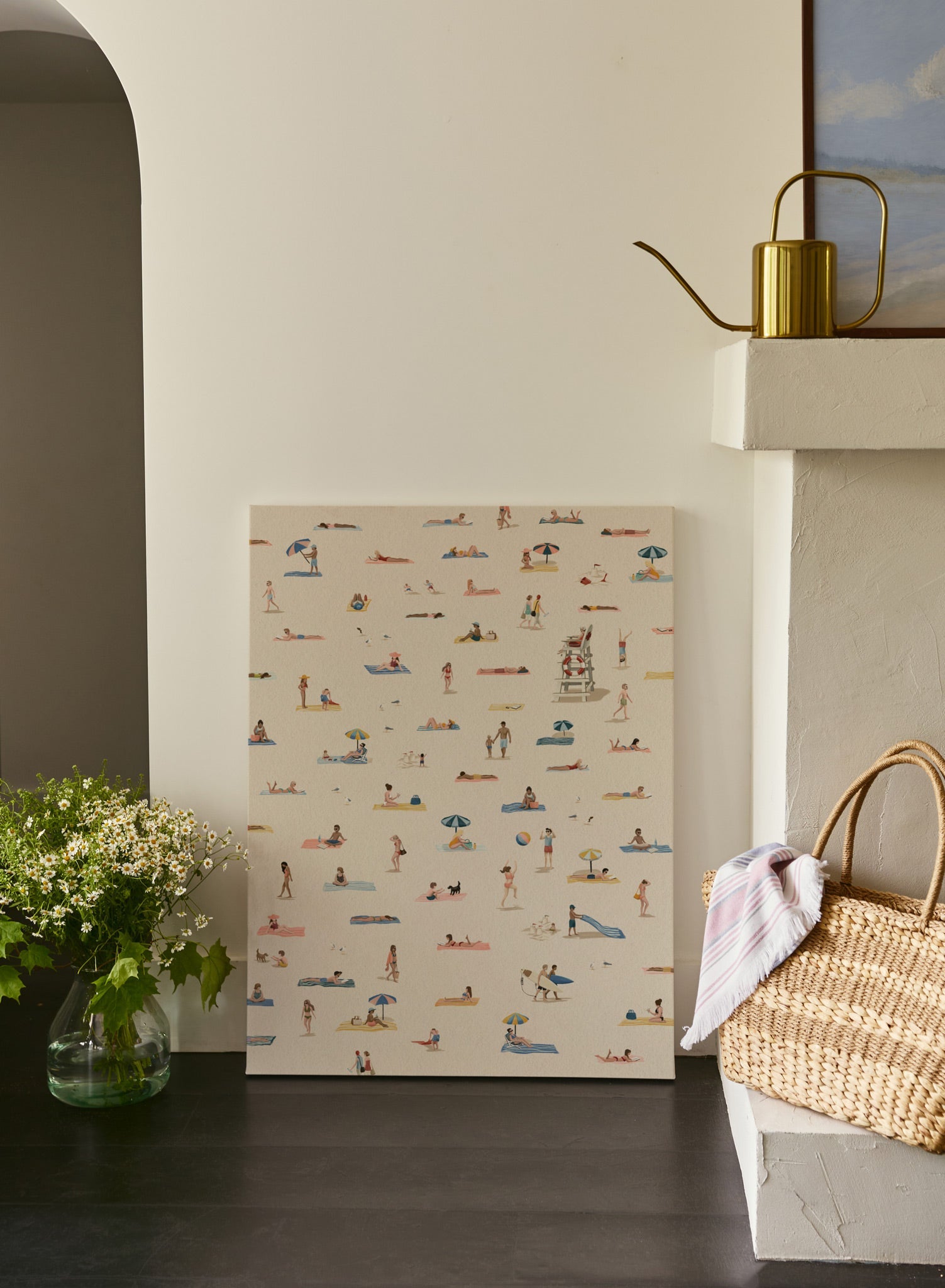 Beachside Crowd Canvas Wall Art - Coastal Decor for Living Room, Bedroom & Office - Perfect for Beach House, Vacation Home & Seaside Themed Spaces