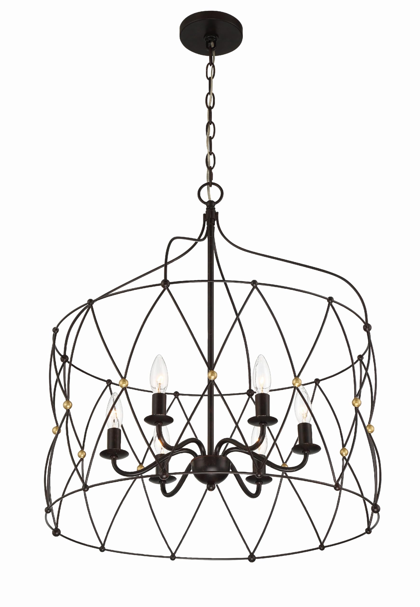 Crystorama Zucca 6-Light English Bronze & Antique Gold Chandelier - Elegant Dining Room Lighting Fixture for Home Decor & Luxury Interior Design