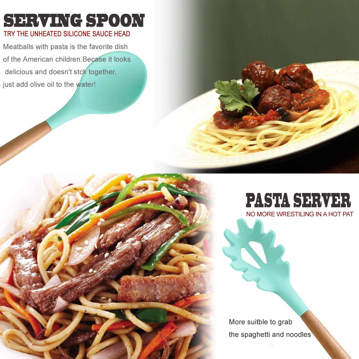 27-Piece Non-Stick Silicone Cooking Utensil Set with Wooden Handle & Holder - Heat Resistant Kitchen Tools for Baking, Frying & Cooking - Perfect for Home Chefs & Professional Kitchens